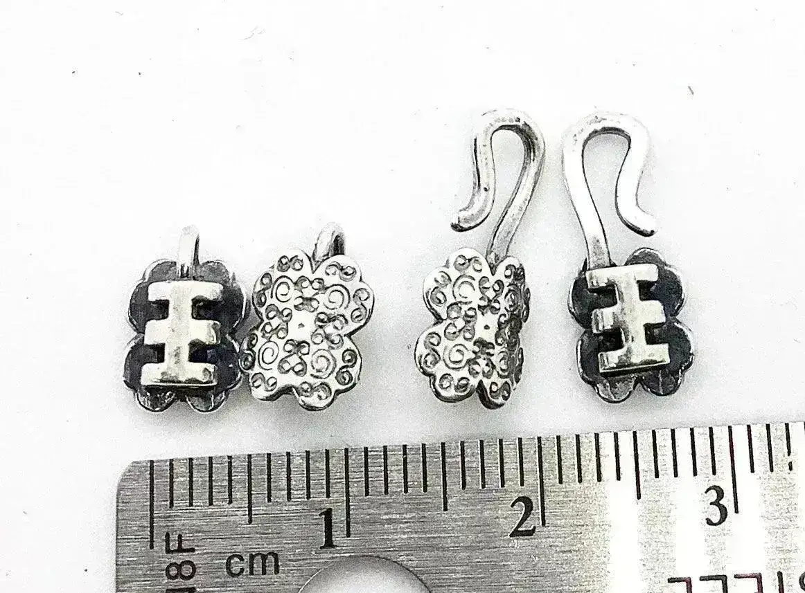 Floral Fancy Crimp End Clasps - 2 mm hole, 1 or 2 sets - Image 2