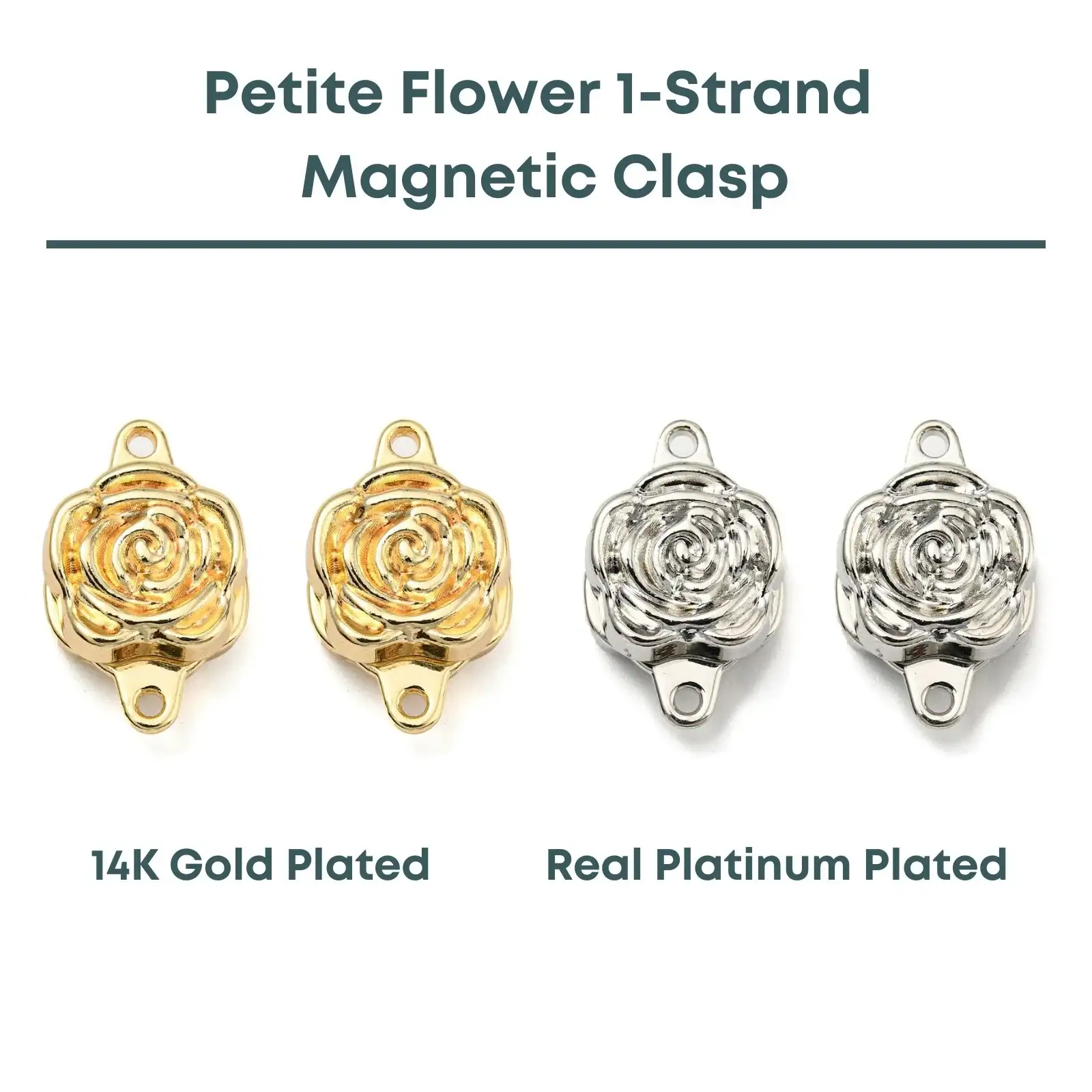 Petite Flower, 1-Strand Magnetic Clasp, 2 Precious Metal Finishes