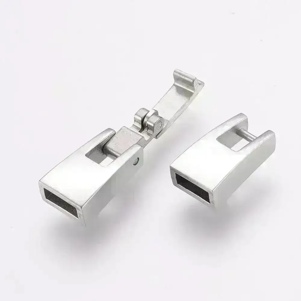 Foldover Clasps for Leather or Cork, 5mm in 204 Stainless Steel - Image 2
