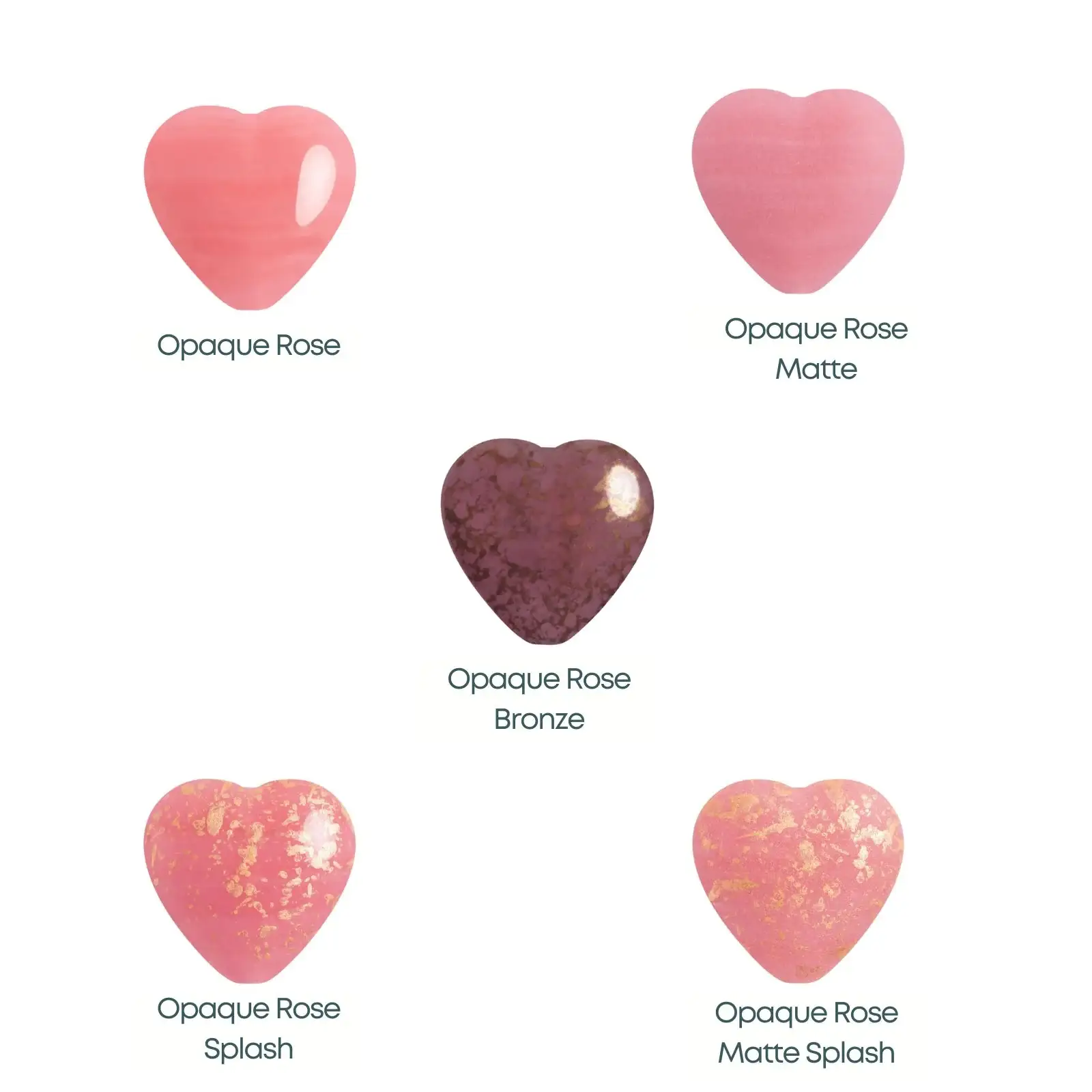 FP Czech Glass Heart Beads, Opaque Rose, 4 pcs.