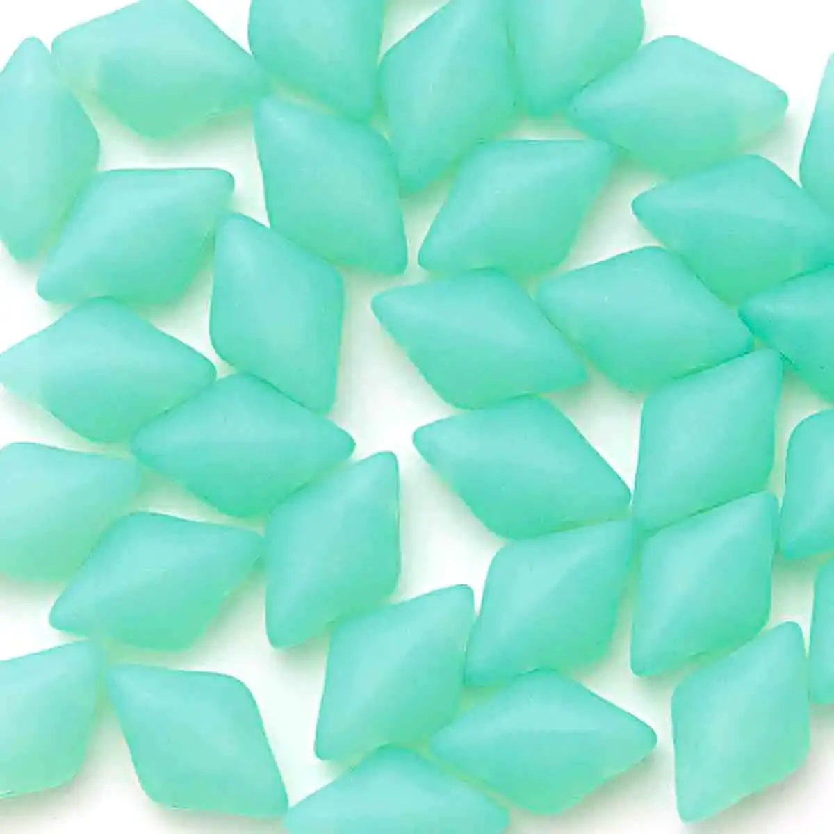 Gemduo Beads, Green Aqua Opal Matte, 10g.