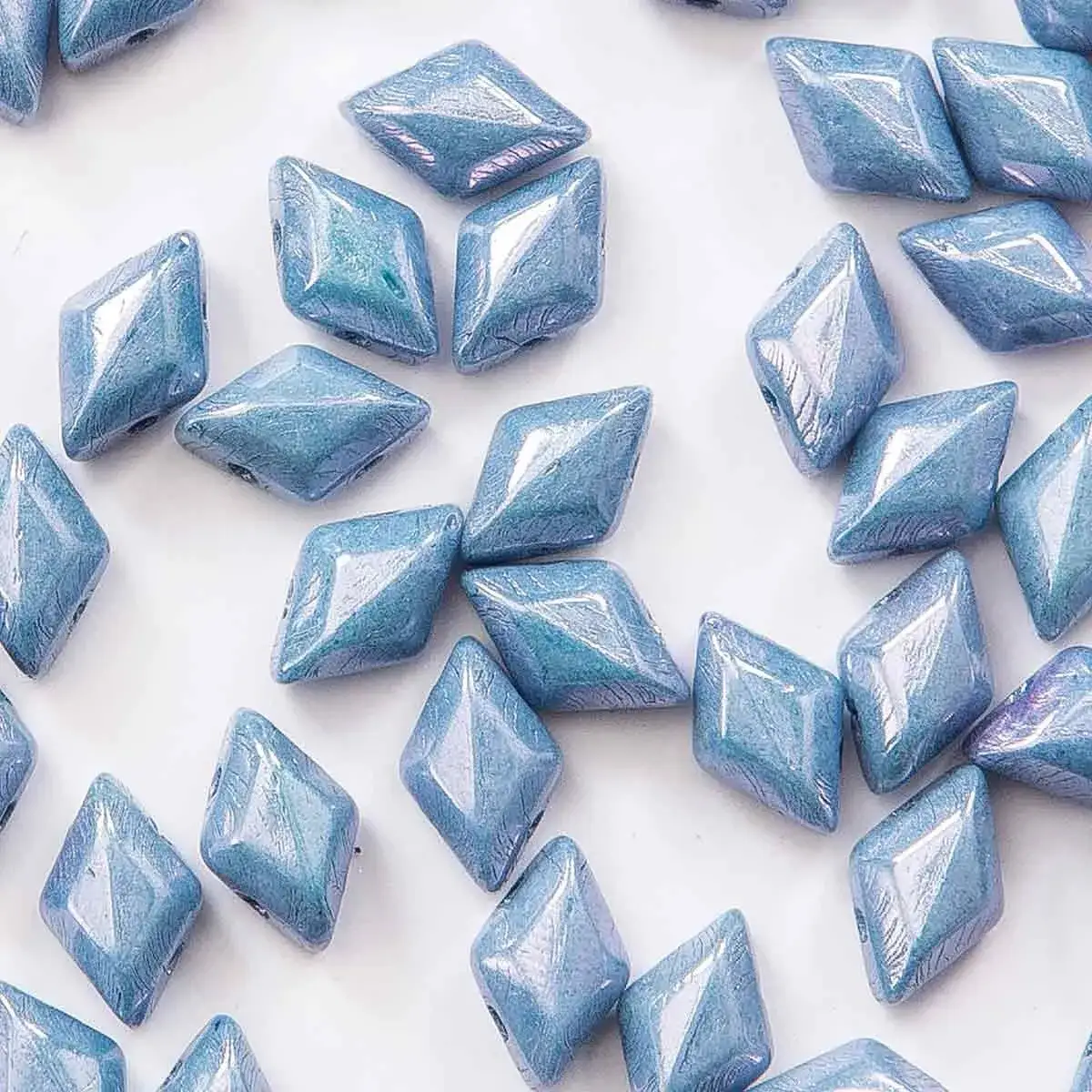 Gemduo Beads, Chalk Blue Luster, 10g.