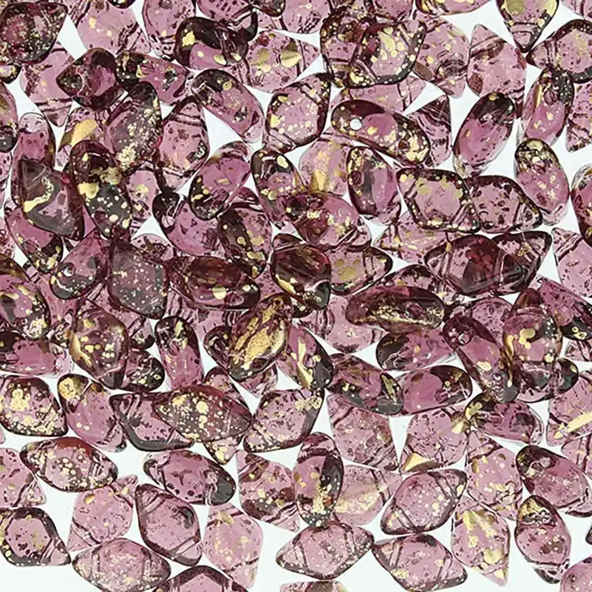 Gemduo Beads, Gold Splash Amethyst Transparent, 10g.