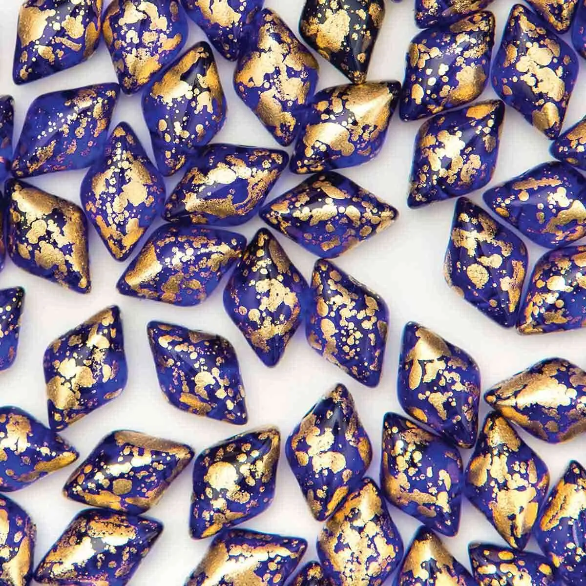 Gemduo Beads, Gold Splash Cobalt Transparent, 10g.