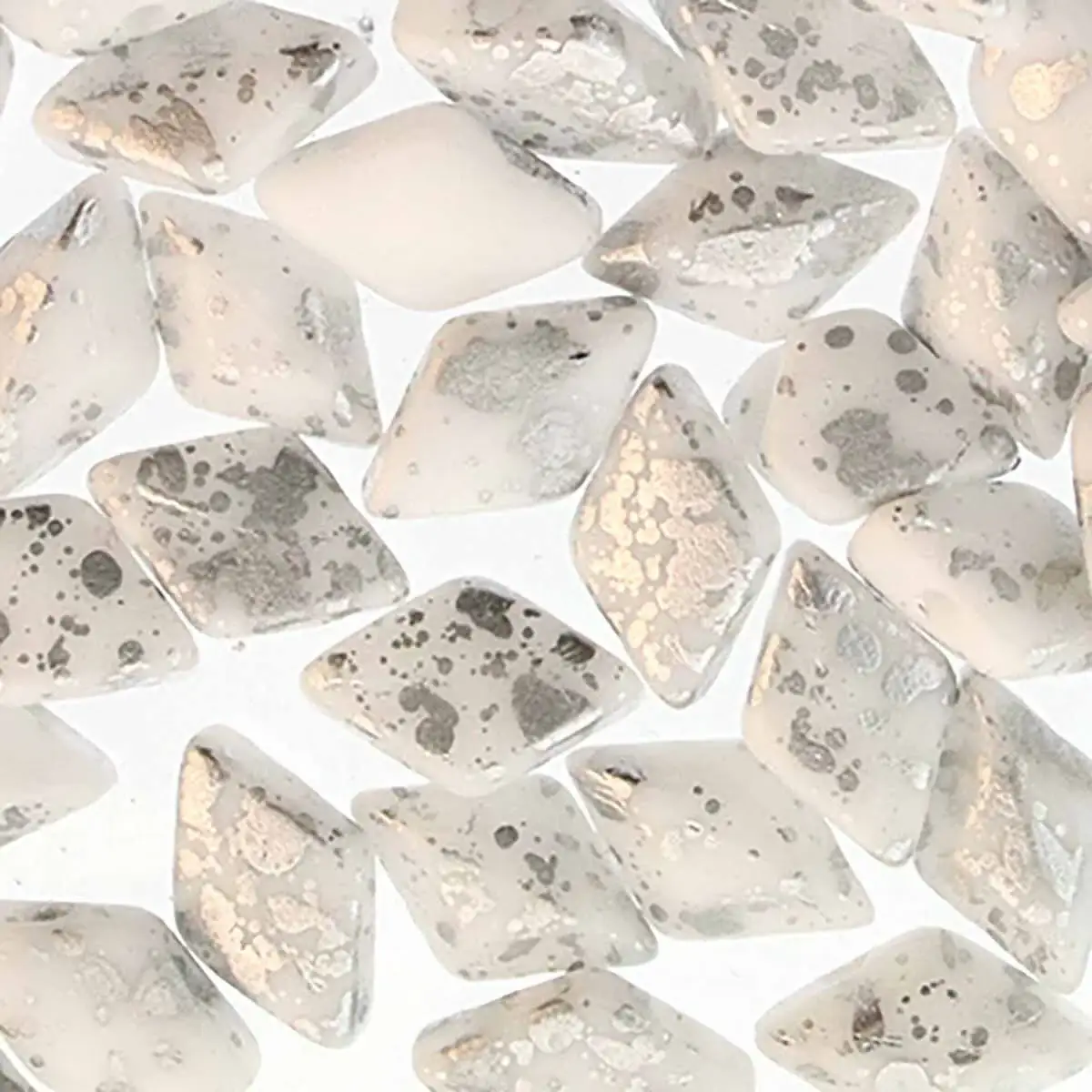 Gemduo Beads, Silver Splash Chalk, 10g.