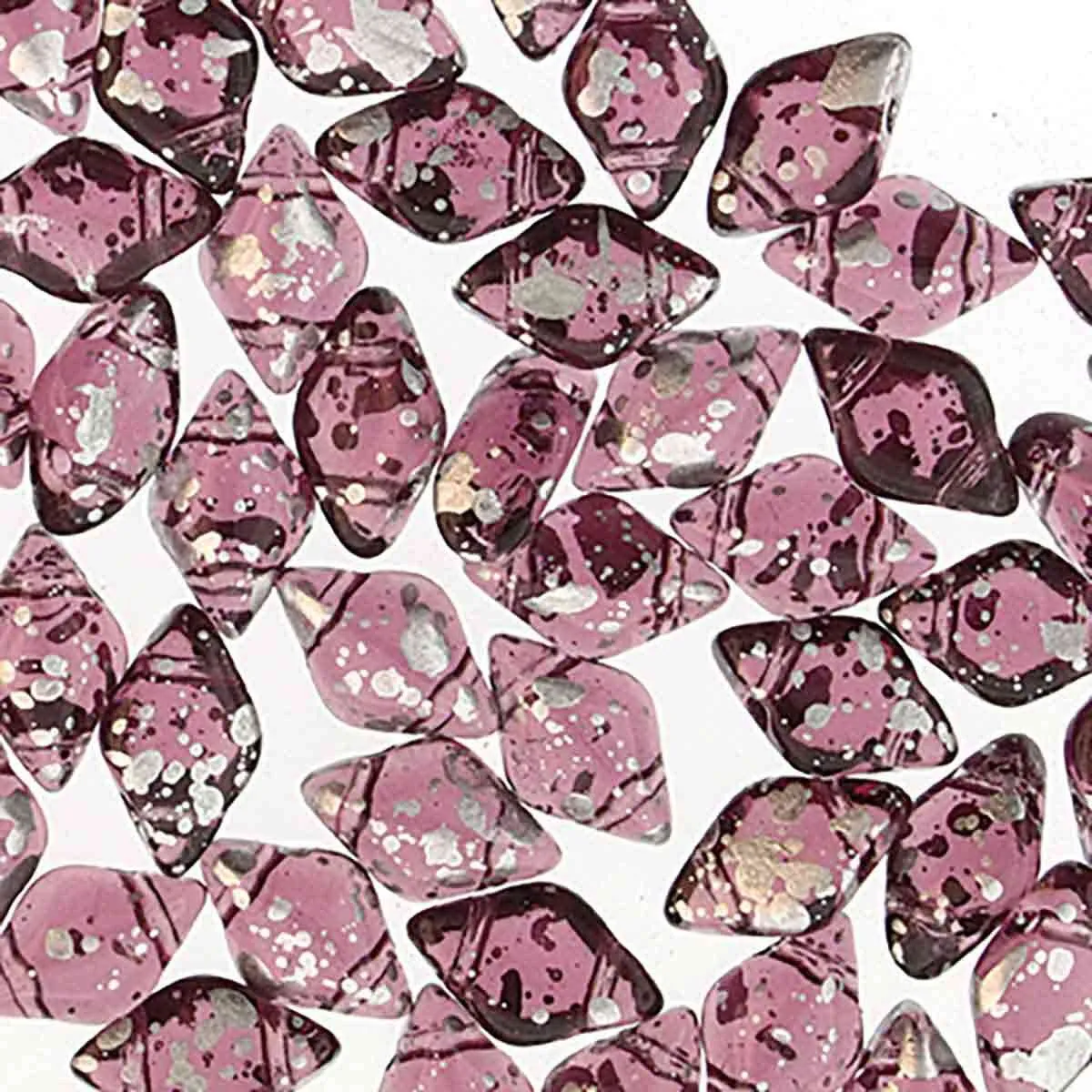 Gemduo Beads, Silver Splash Amethyst Transparent, 10g.