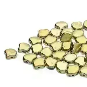 Ginko Beads, Polished Brass, 10g.