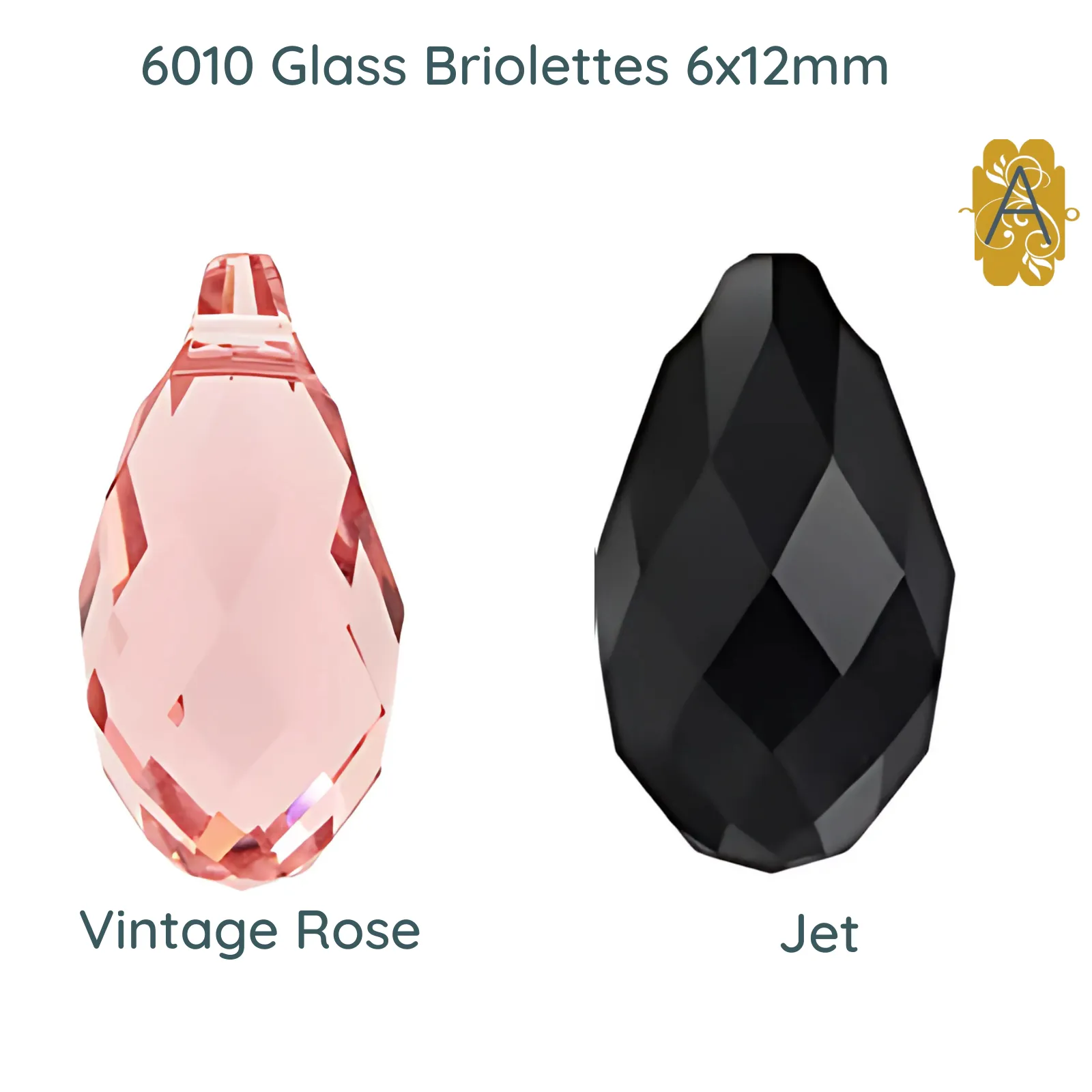 Faceted Glass Teardrop Briolettes, 6010 Style, 6x12mm, 4 Pcs. 14 Colors - Image 3