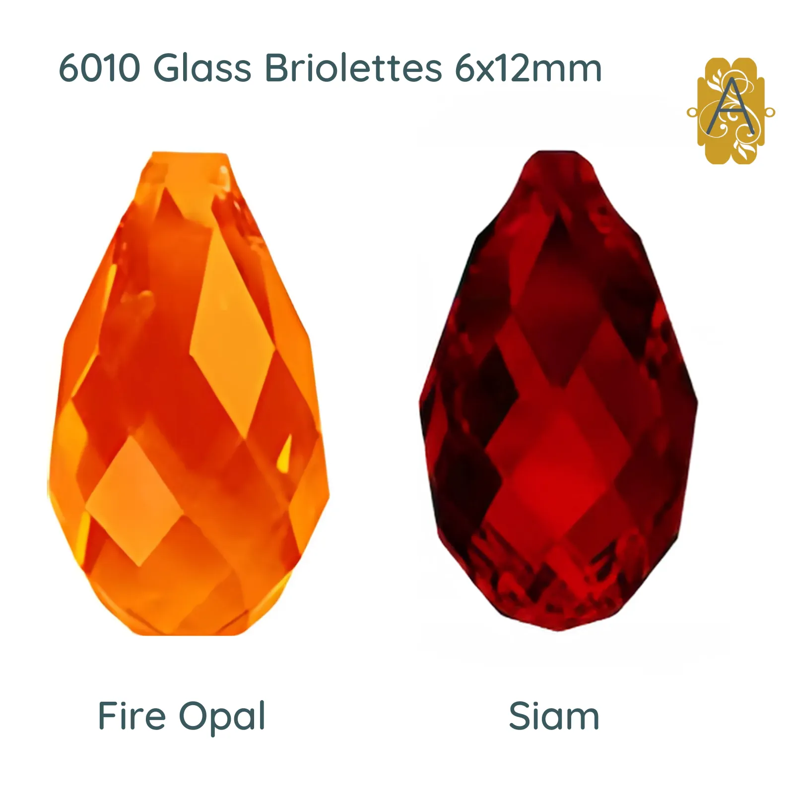 Faceted Glass Teardrop Briolettes, 6010 Style, 6x12mm, 4 Pcs. 14 Colors - Image 5