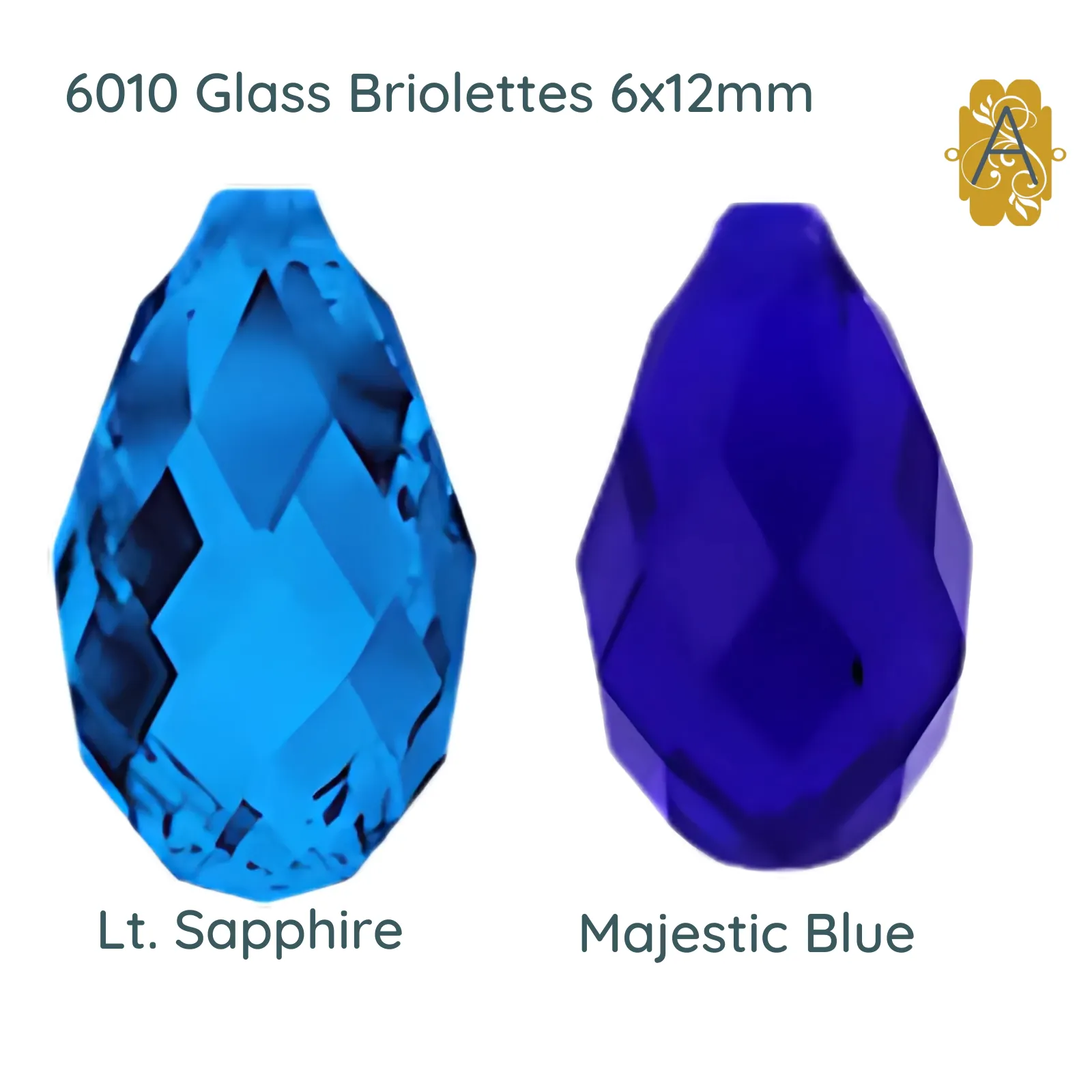 Faceted Glass Teardrop Briolettes, 6010 Style, 6x12mm, 4 Pcs. 14 Colors - Image 8