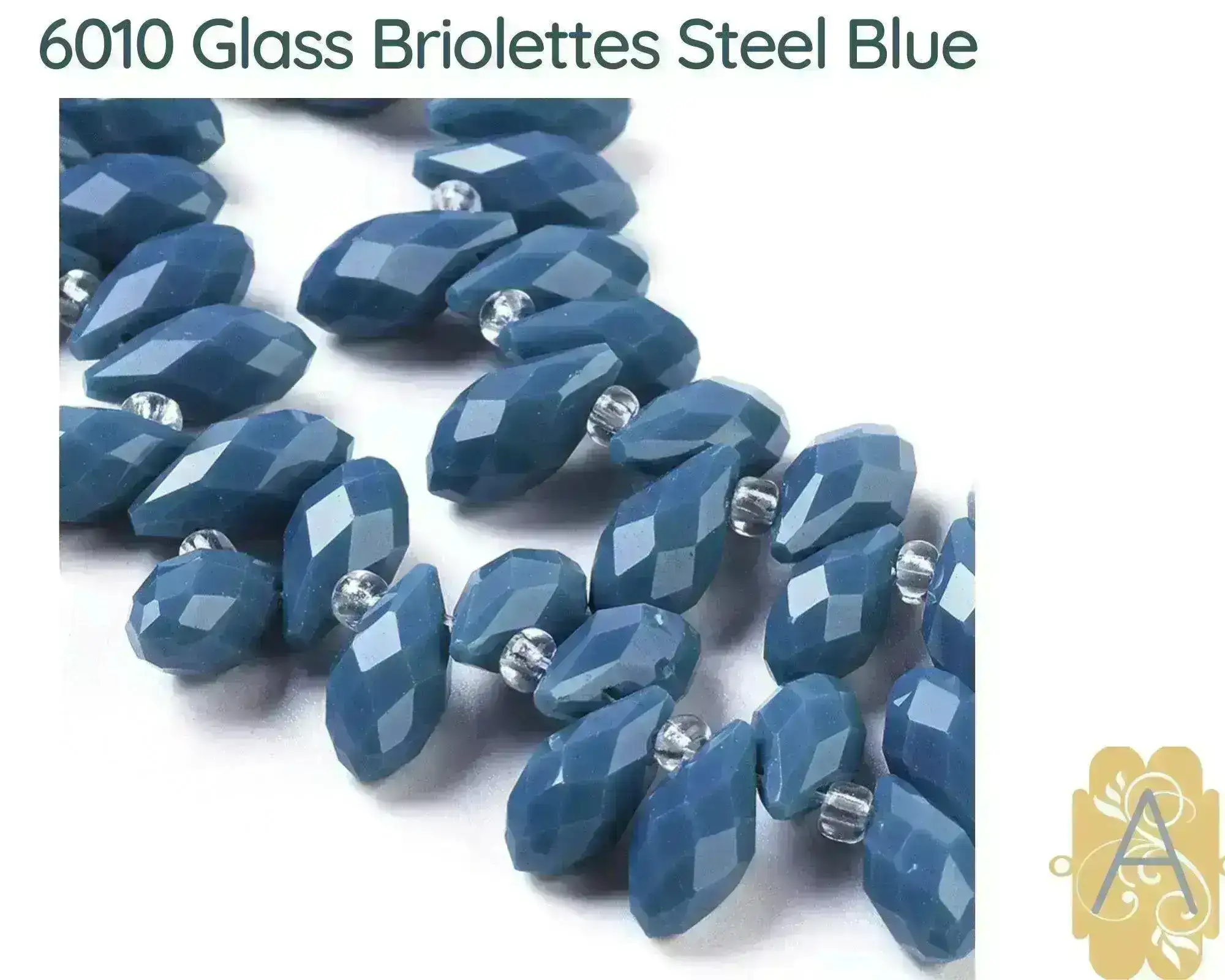 Faceted Glass Briolettes, 6010 style, Imitation Jade, Blue Array - Image 7