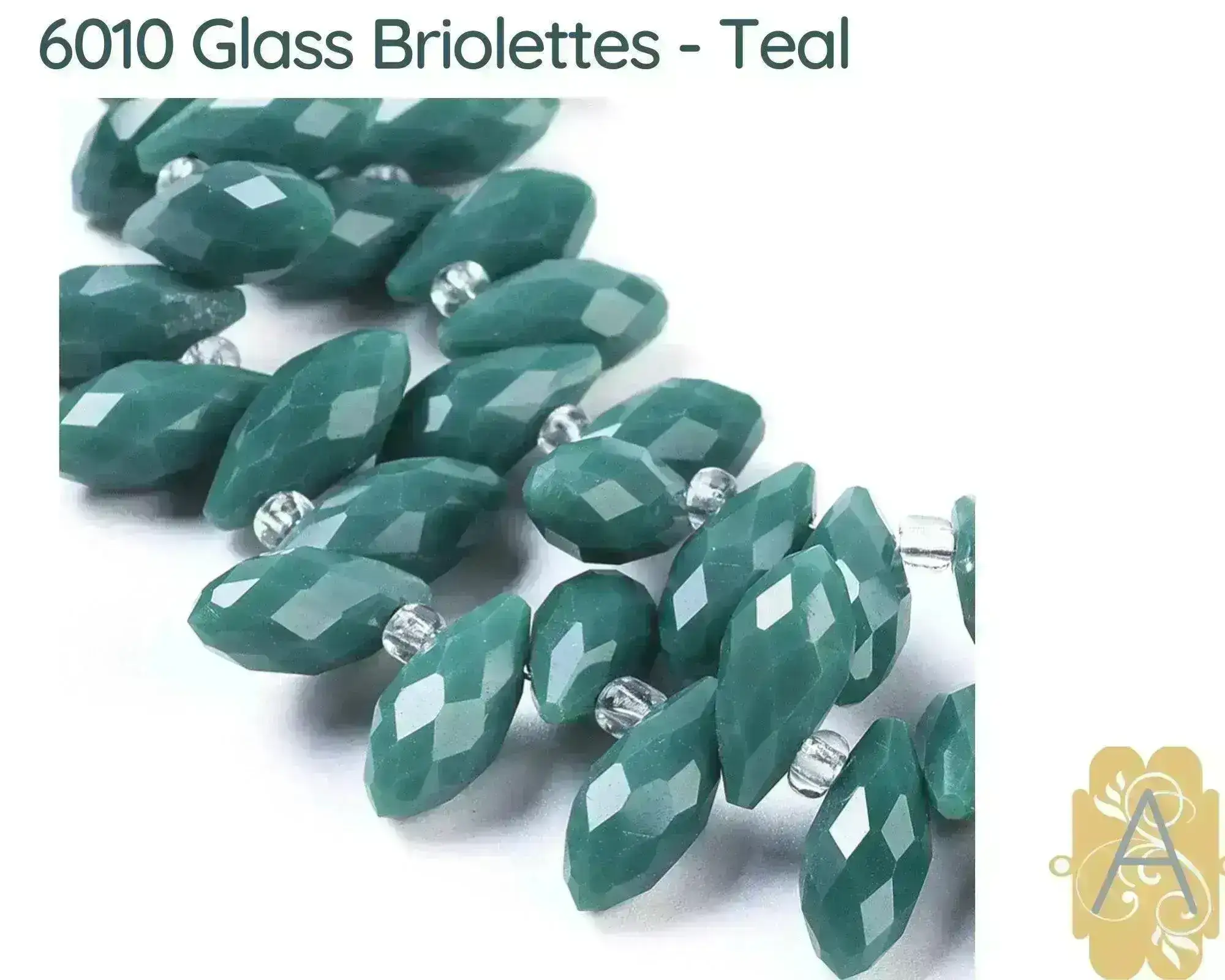 Faceted Glass Briolettes, 6010 style, Imitation Jade, Green Array - Image 3