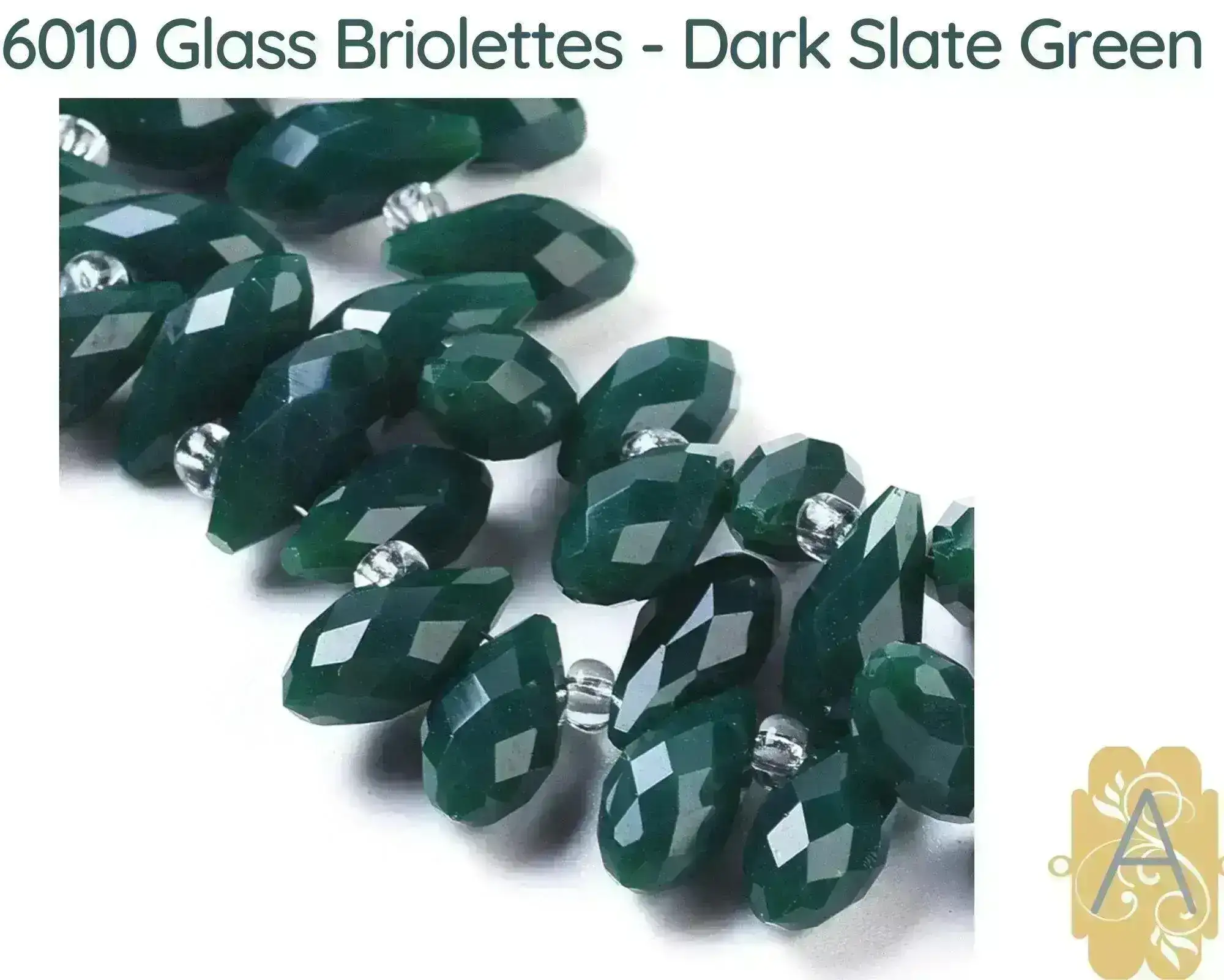 Faceted Glass Briolettes, 6010 style, Imitation Jade, Green Array - Image 4