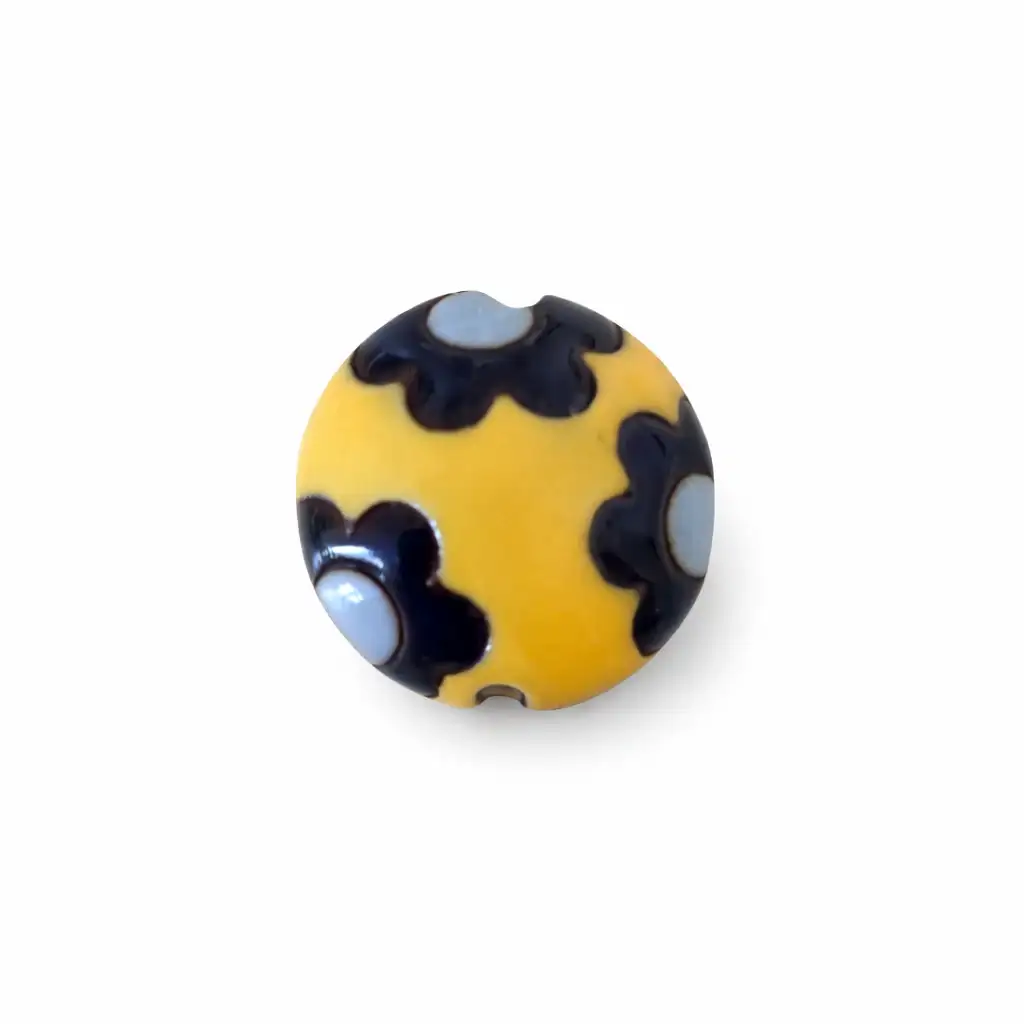 Golem Lentil Beads, Blue Flowers