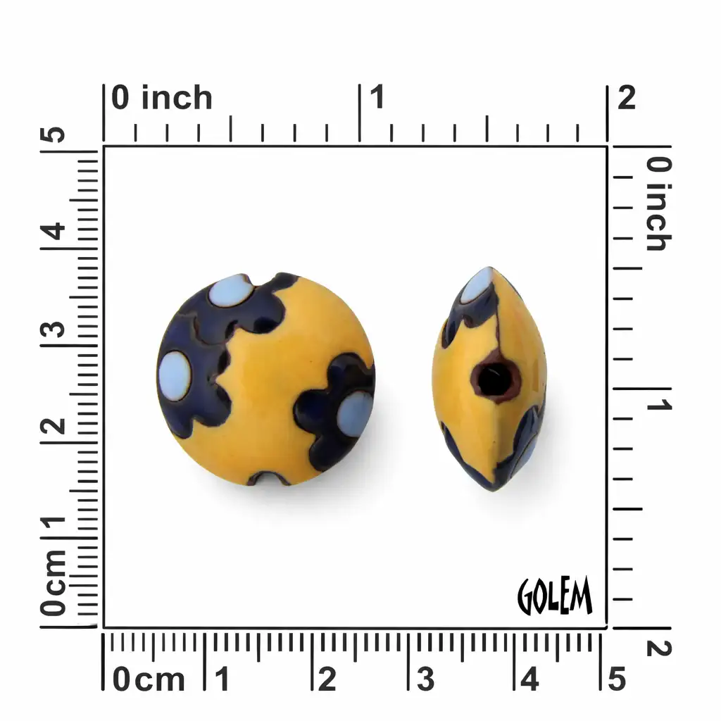 Golem Lentil Beads, Blue Flowers - Image 2