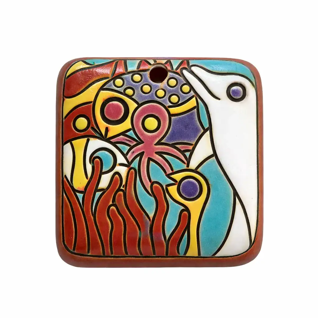 Golem Rectangular Charm or Pendant, Southern Seas Terracotta