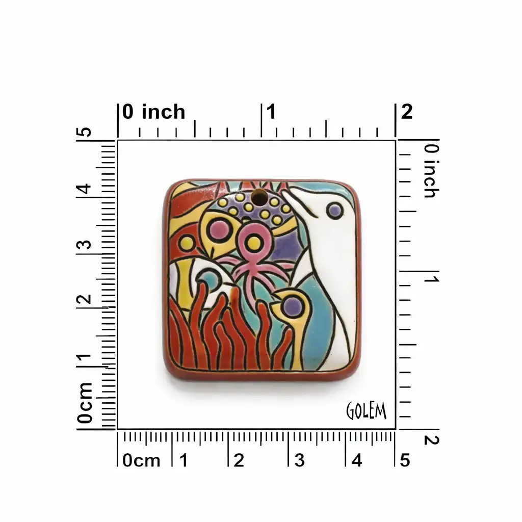 Golem Rectangular Charm or Pendant, Southern Seas Terracotta - Image 2