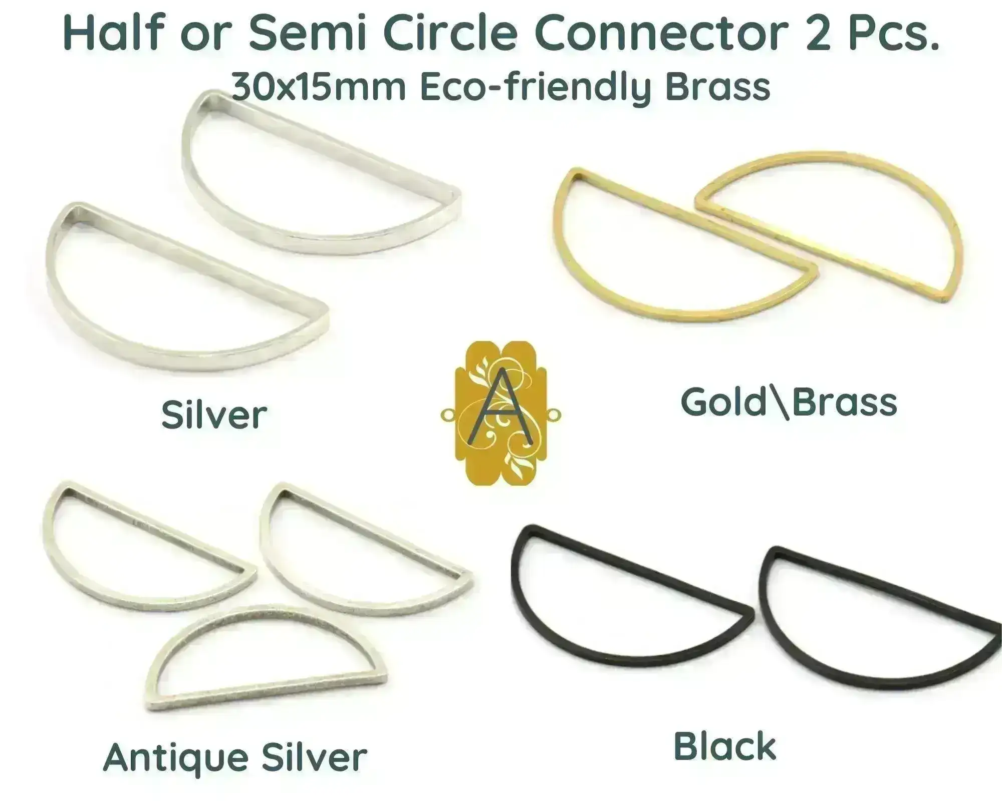 Semi-Circle or Half Moon Connectors, 4 Finishes