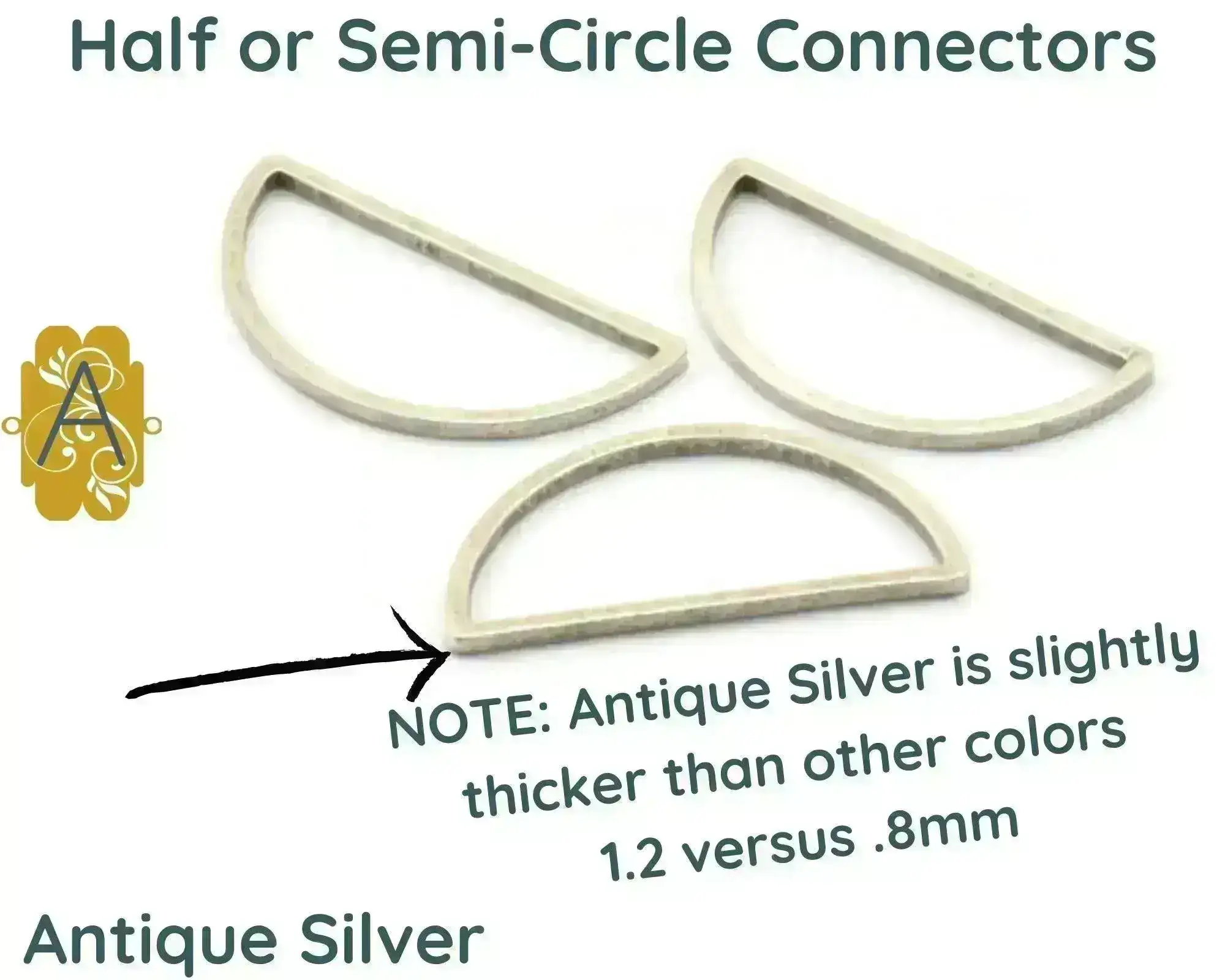 Semi-Circle or Half Moon Connectors, 4 Finishes - Image 4