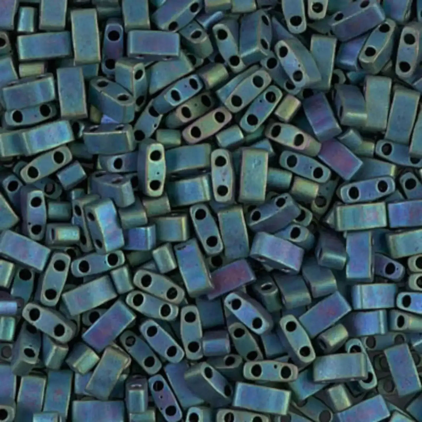 Miyuki Half Tila Beads, HTL-2064, Blue Green Iris Metallic Matte 5g