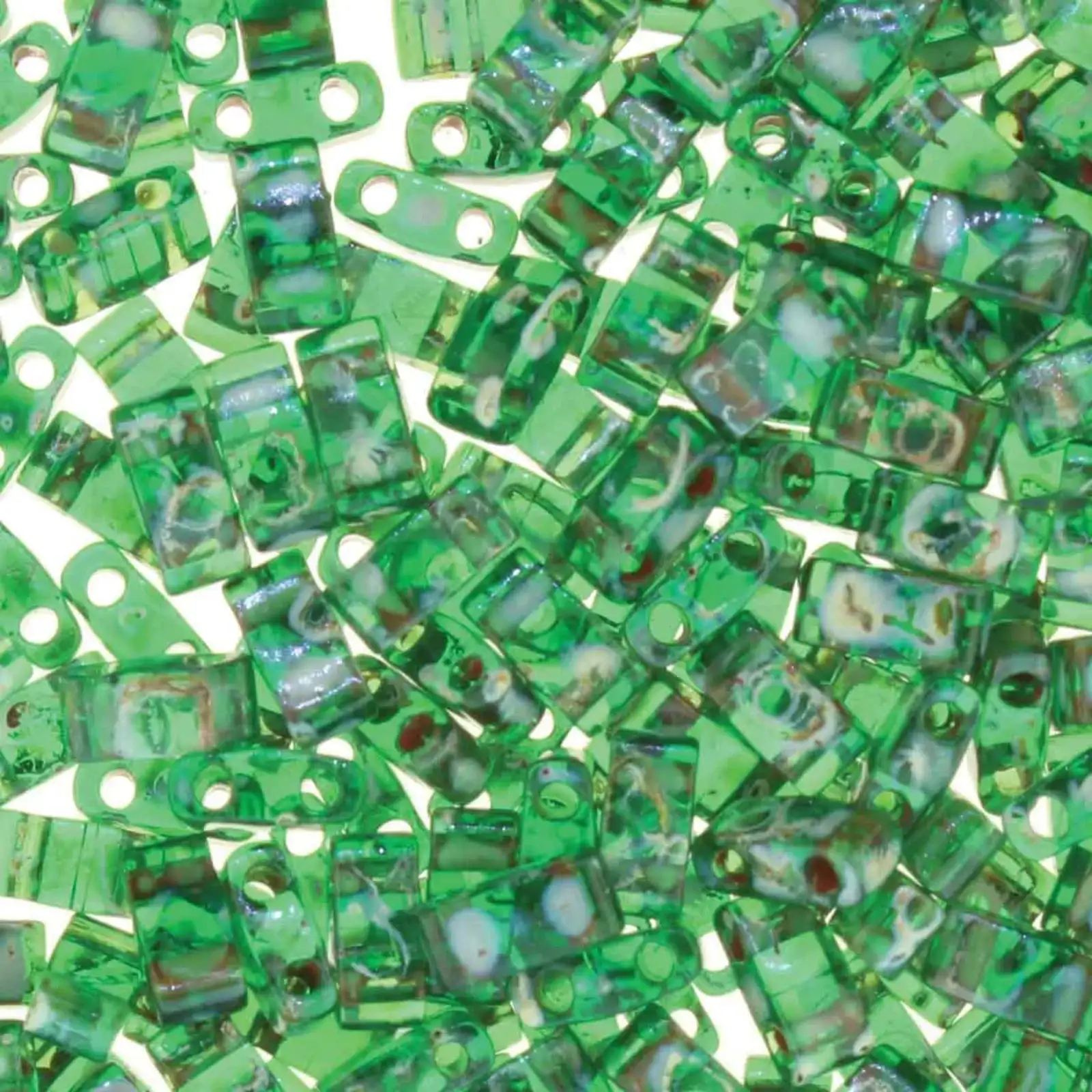 Miyuki Half Tila Beads, HTL-4507, Green Transparent Picasso 5g
