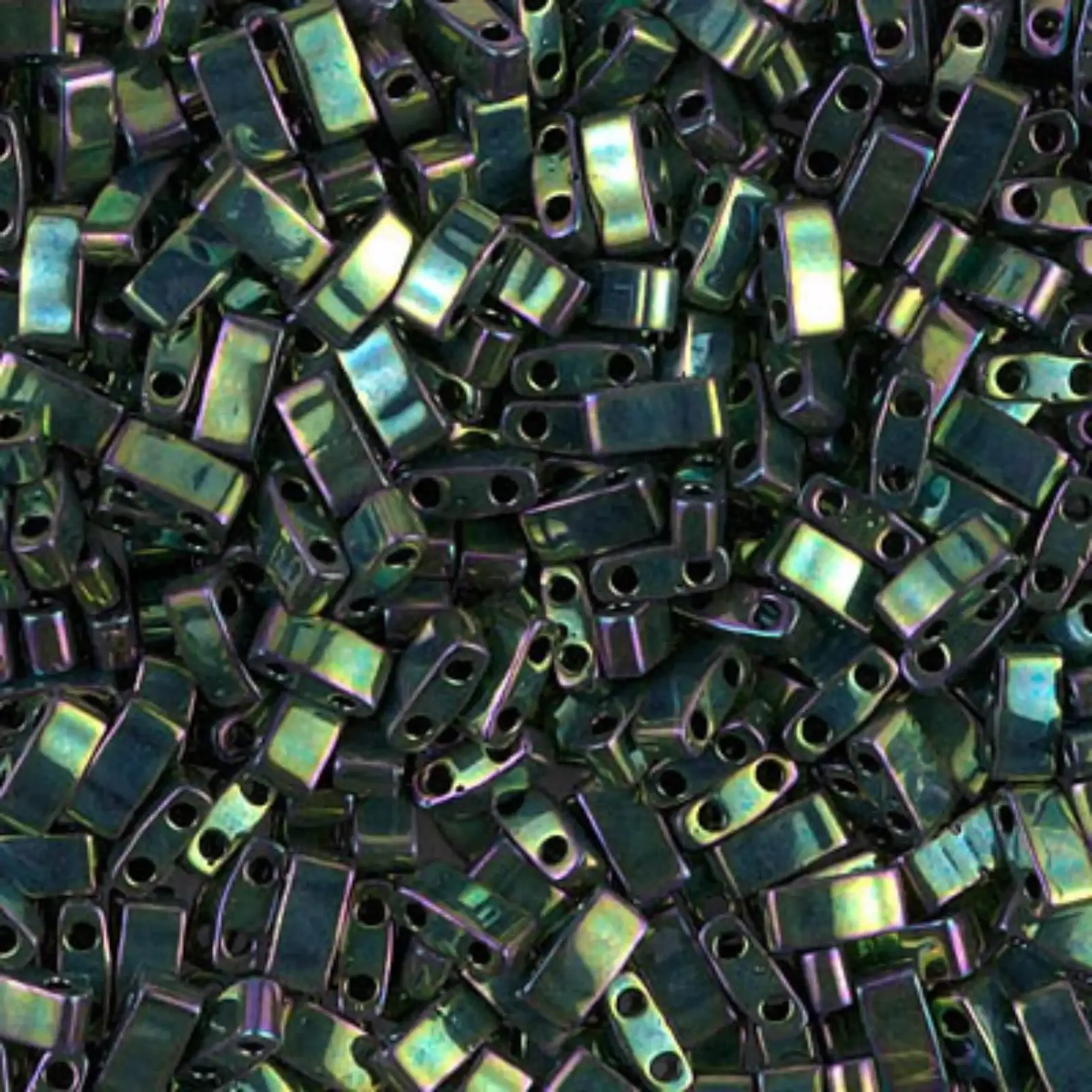 Miyuki Half Tila Beads, HTL-468, Green Iris Metallic 5g