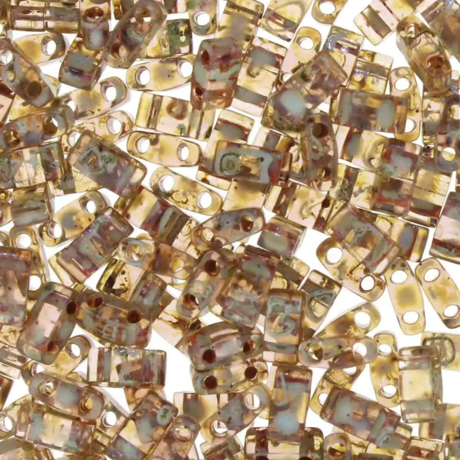 Miyuki Half Tila Beads, HTL-4505, Light Smoke Topaz Transparent Picasso 5g
