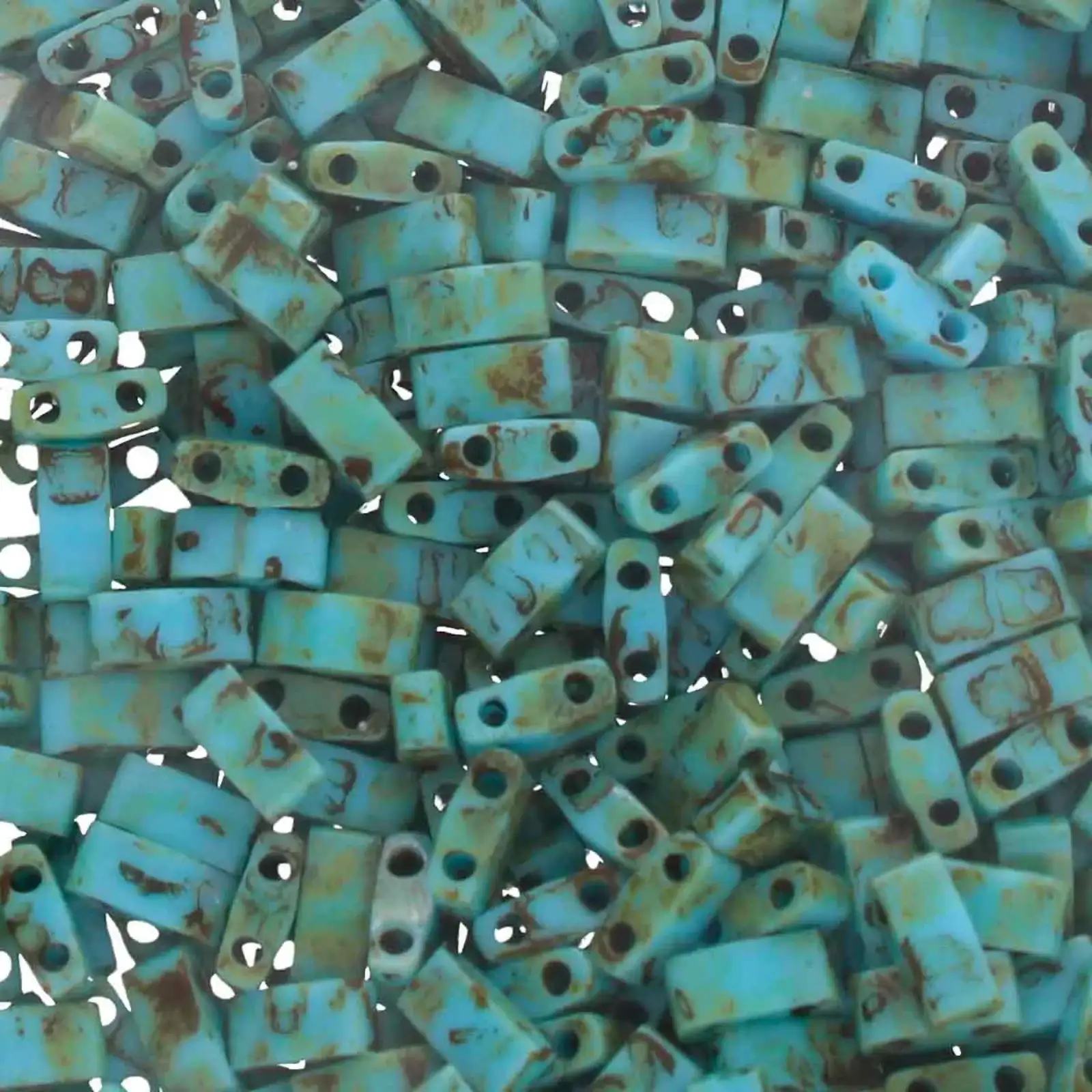 Miyuki Half Tila Beads, HTL-4514 Turquoise Blue Picasso 5g