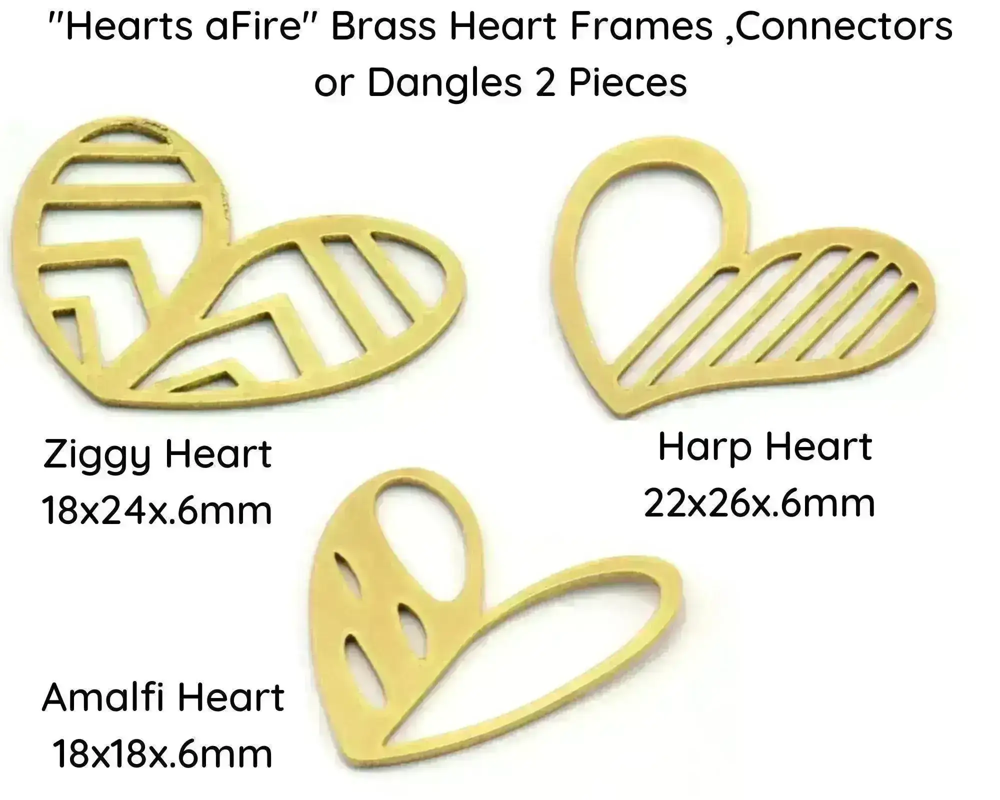 Hearts aFire, Connectors, Charm or Pendant, 3 Designs