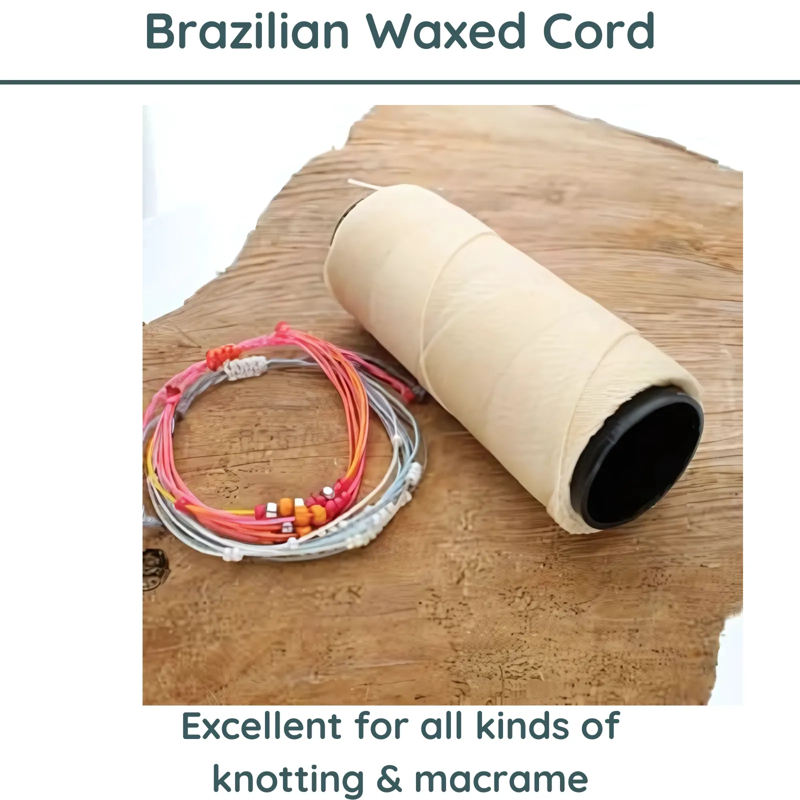 Knot-It®, Waxed Brazilian Cord, 144 Meter Spools, White or Natural - Image 3
