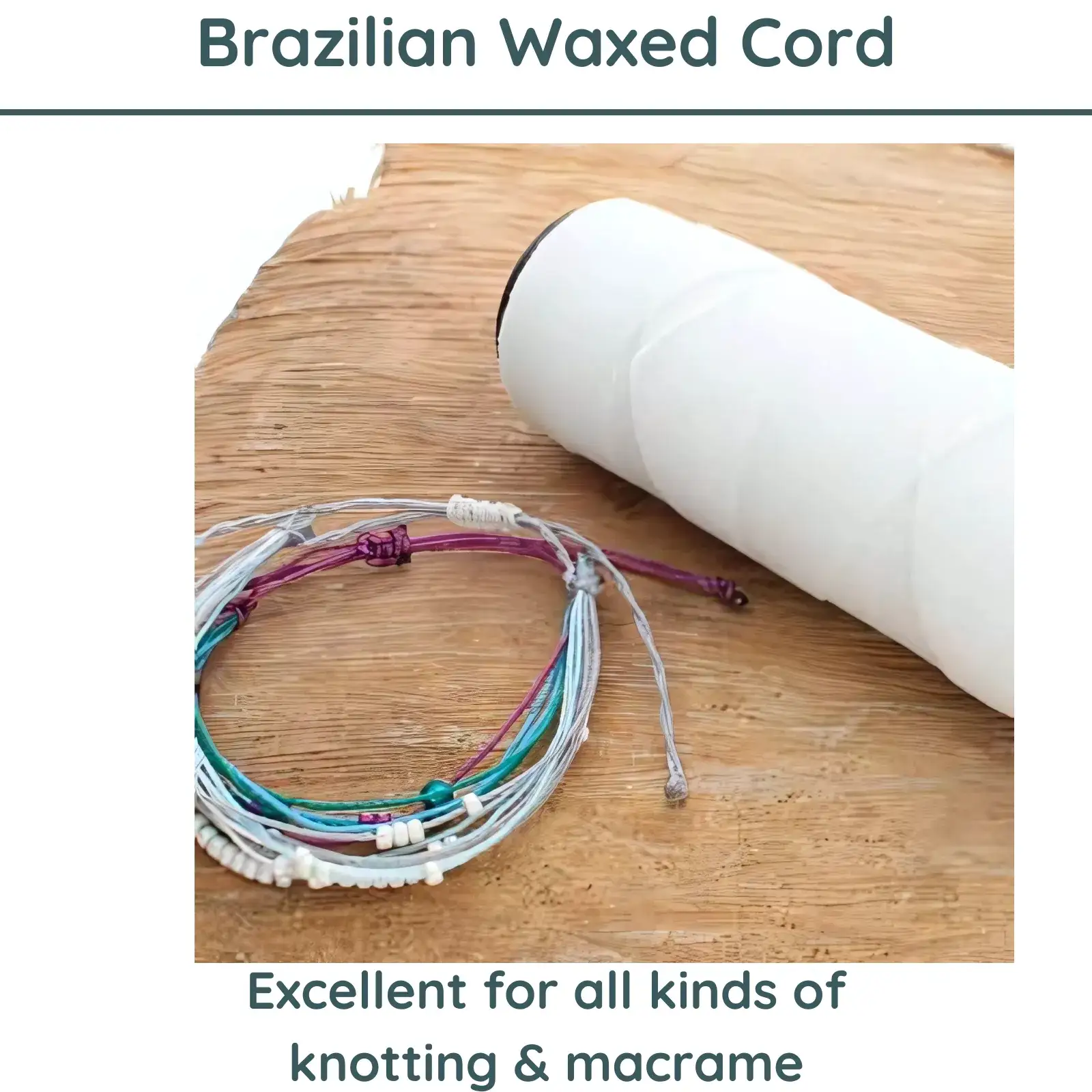 Knot-It®, Waxed Brazilian Cord, 144 Meter Spools, White or Natural - Image 4