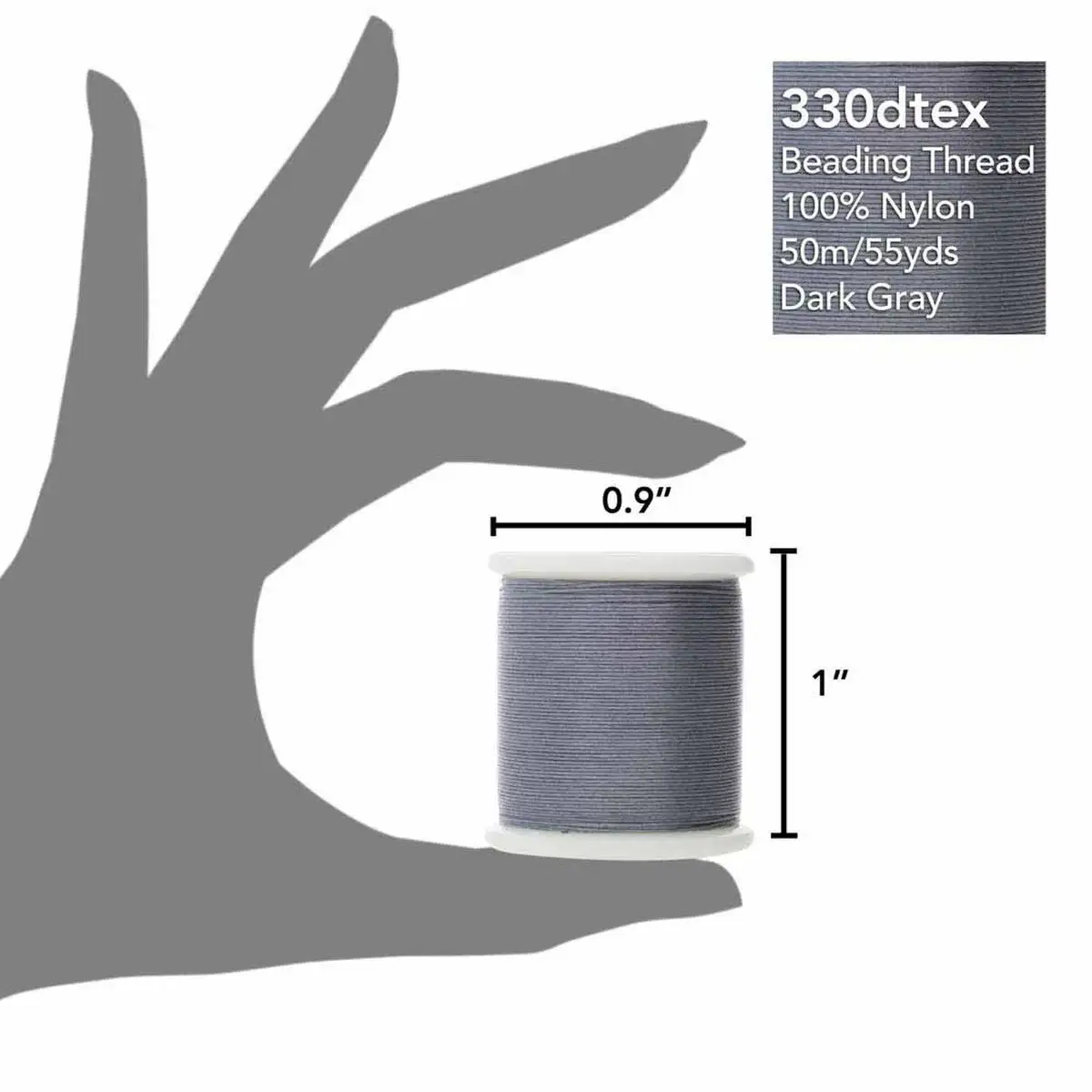 KO Beading Thread, 55 Yards, Dark Grey - Image 2