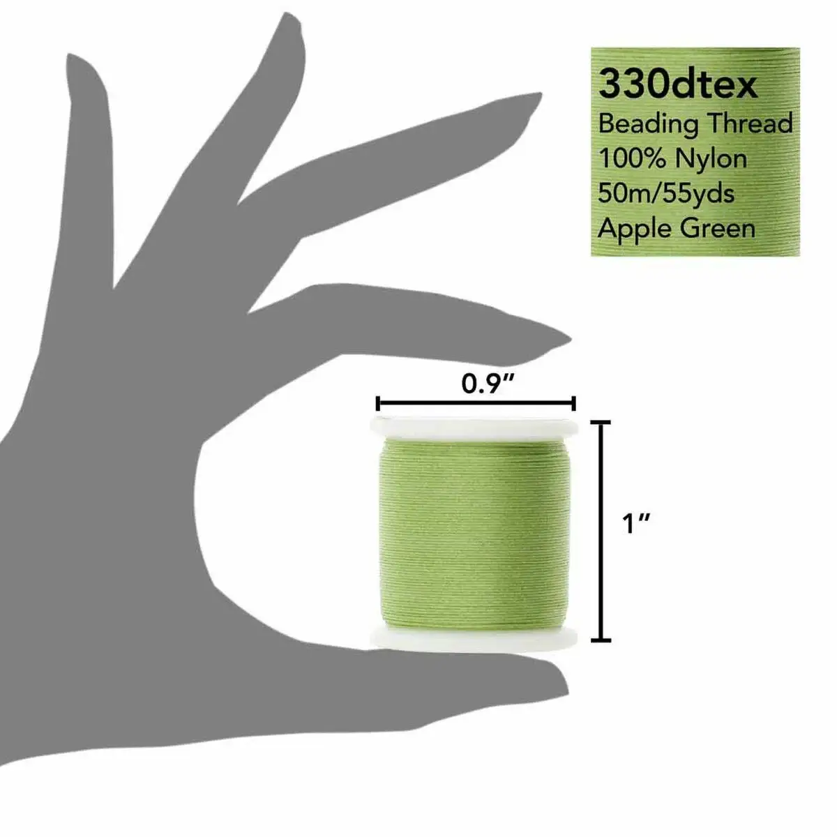 KO Beading Thread, 55 Yards, Apple Green - Image 2
