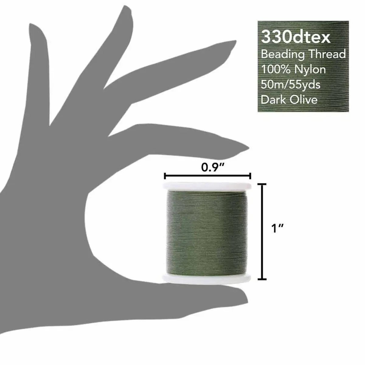 KO Beading Thread, 55 Yards, Dark Olive - Image 2