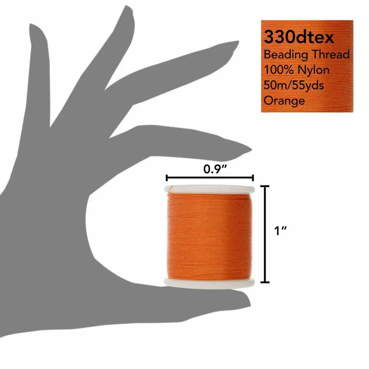 KO Beading Thread, 55 Yards, Orange - Image 2