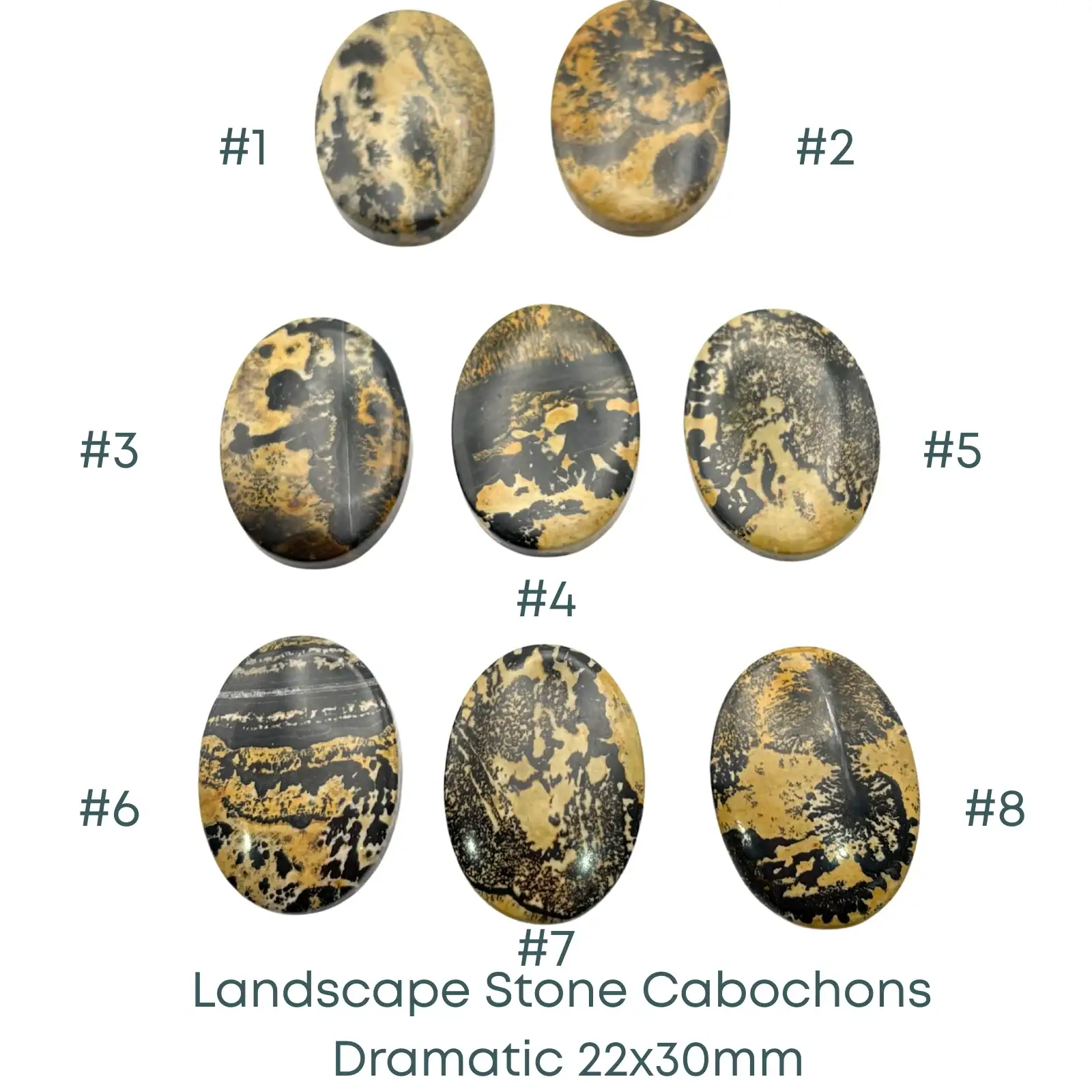 Landscape Stone Oval Cabochons, Dramatic Hue, 22x30mm