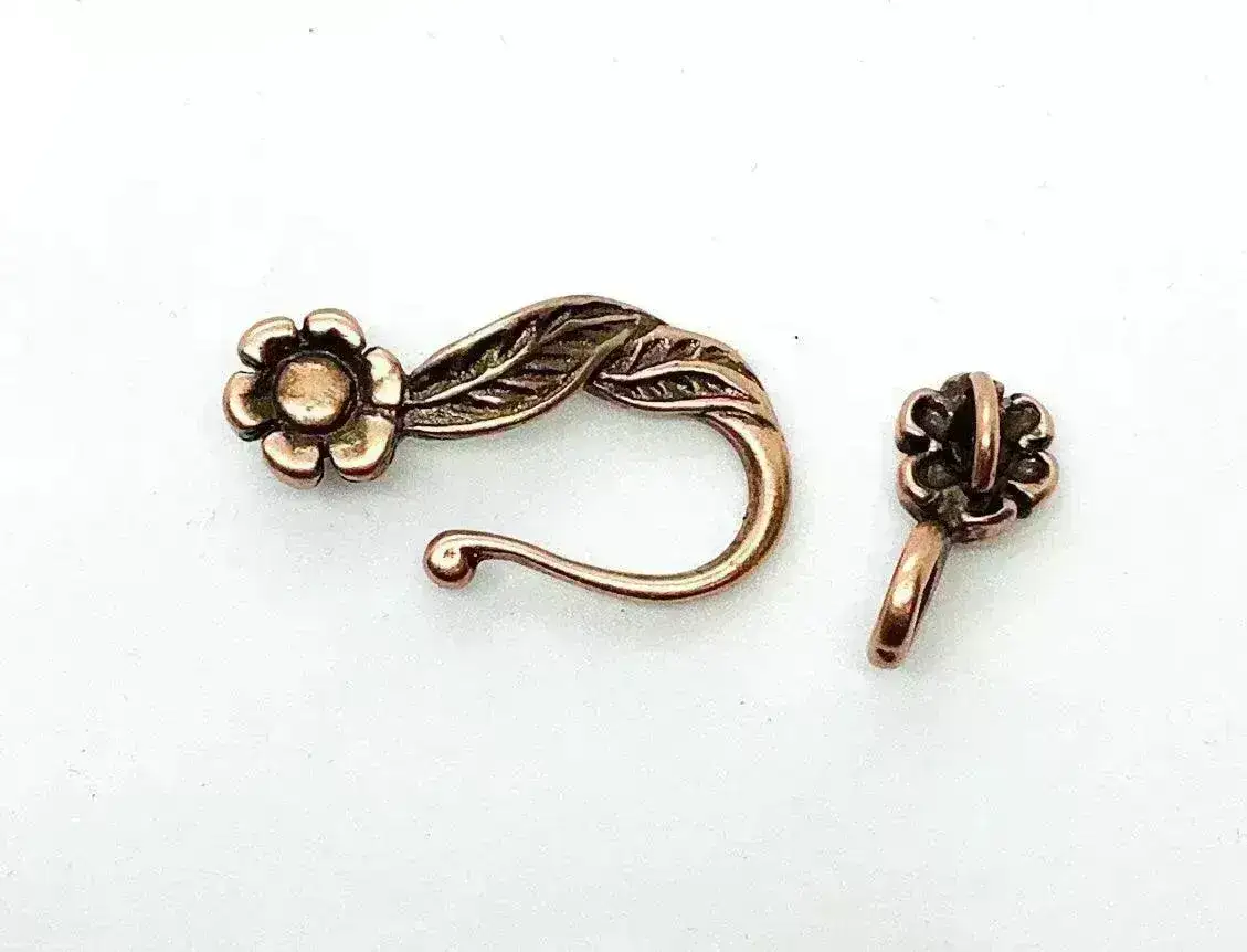 Leaf & Flower Hook & Eye Clasp, 4 Finishes - Image 4