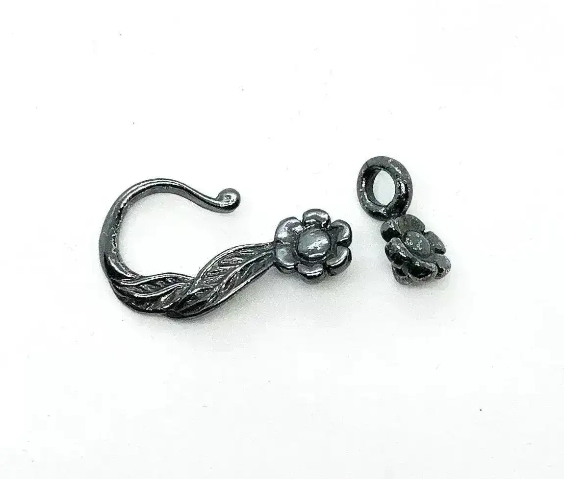 Leaf & Flower Hook & Eye Clasp, 4 Finishes - Image 5