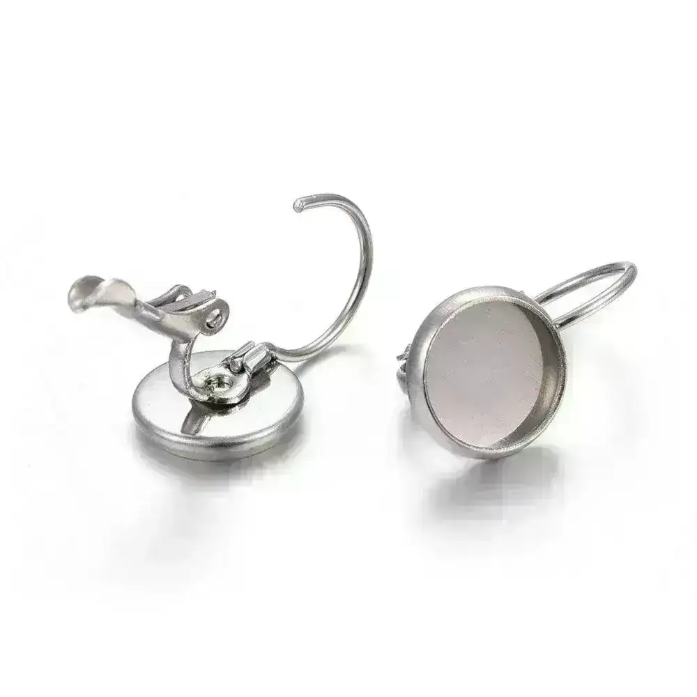 Leverback Earrings with 8mm Cabochon Setting, 3 Finishes - Image 6