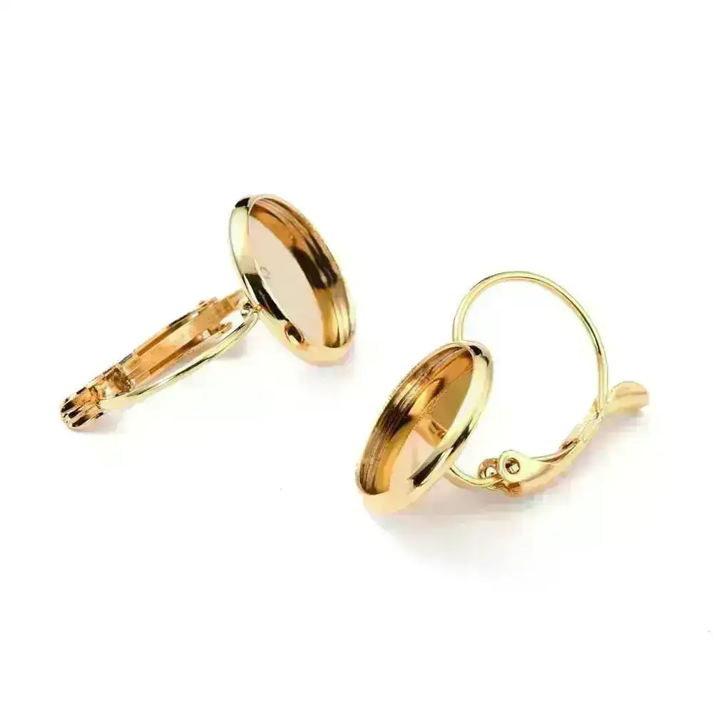 Leverback Earrings with 8mm Cabochon Setting, 3 Finishes - Image 8