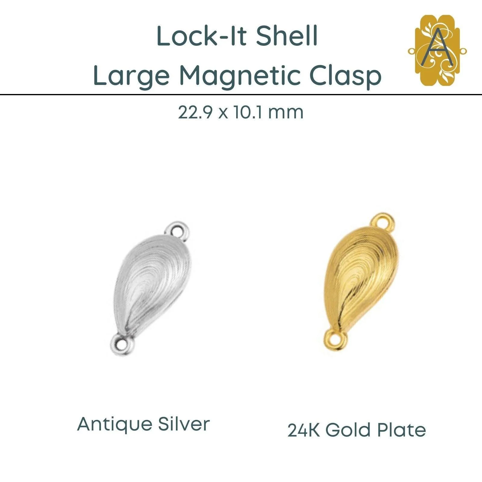 Lock-It, Magnetic, Large Shell Clasp, 2 Finishes