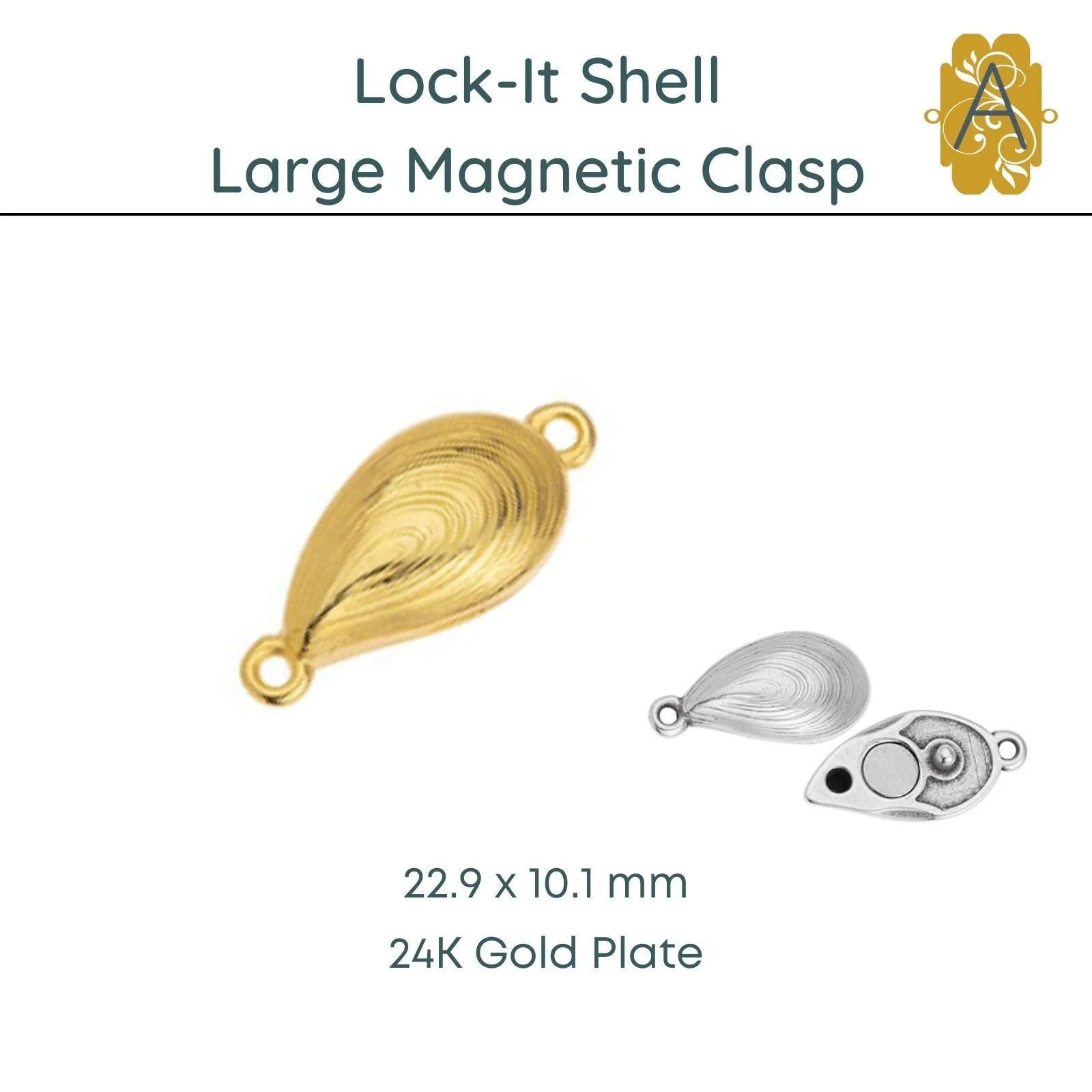 Lock-It, Magnetic, Large Shell Clasp, 2 Finishes - Image 2