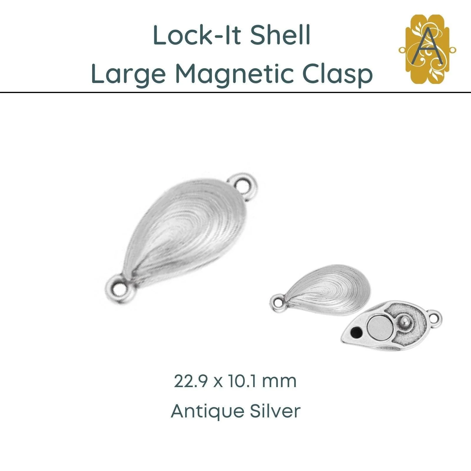 Lock-It, Magnetic, Large Shell Clasp, 2 Finishes - Image 3