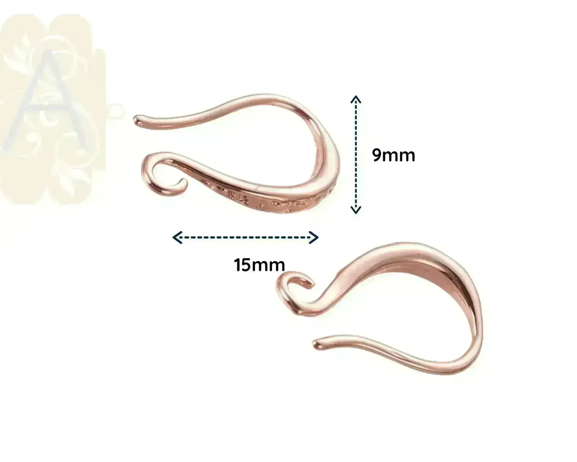 Lyon 2, Small Scroll Design Earring Wires, Precious Metal Plating in 3 Finishs - Image 2