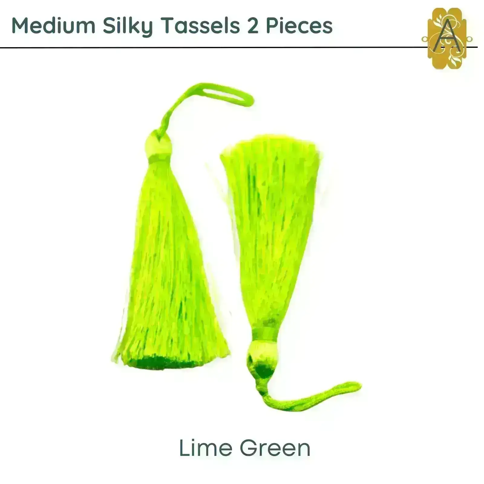 Medium Silky Tassels, Green Shades, 2 Pcs. 8cm, 3.2 Inches - Image 5