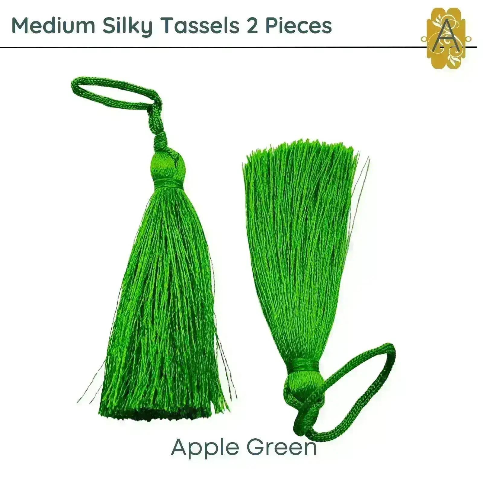 Medium Silky Tassels, Green Shades, 2 Pcs. 8cm, 3.2 Inches - Image 7