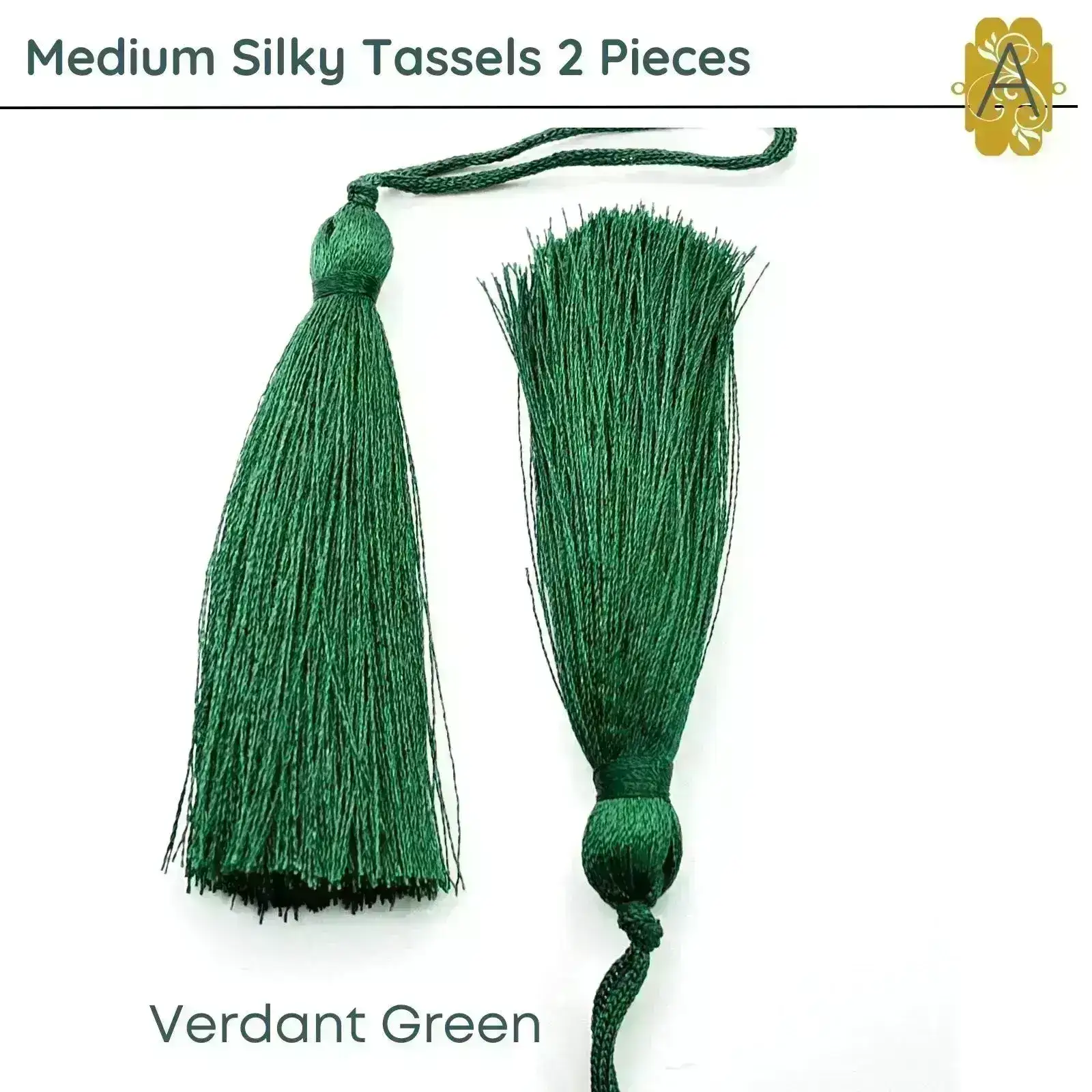 Medium Silky Tassels, Green Shades, 2 Pcs. 8cm, 3.2 Inches - Image 8