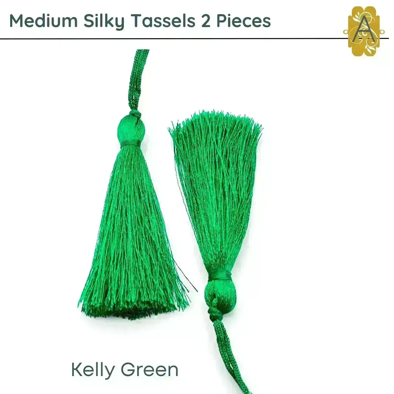 Medium Silky Tassels, Green Shades, 2 Pcs. 8cm, 3.2 Inches - Image 9