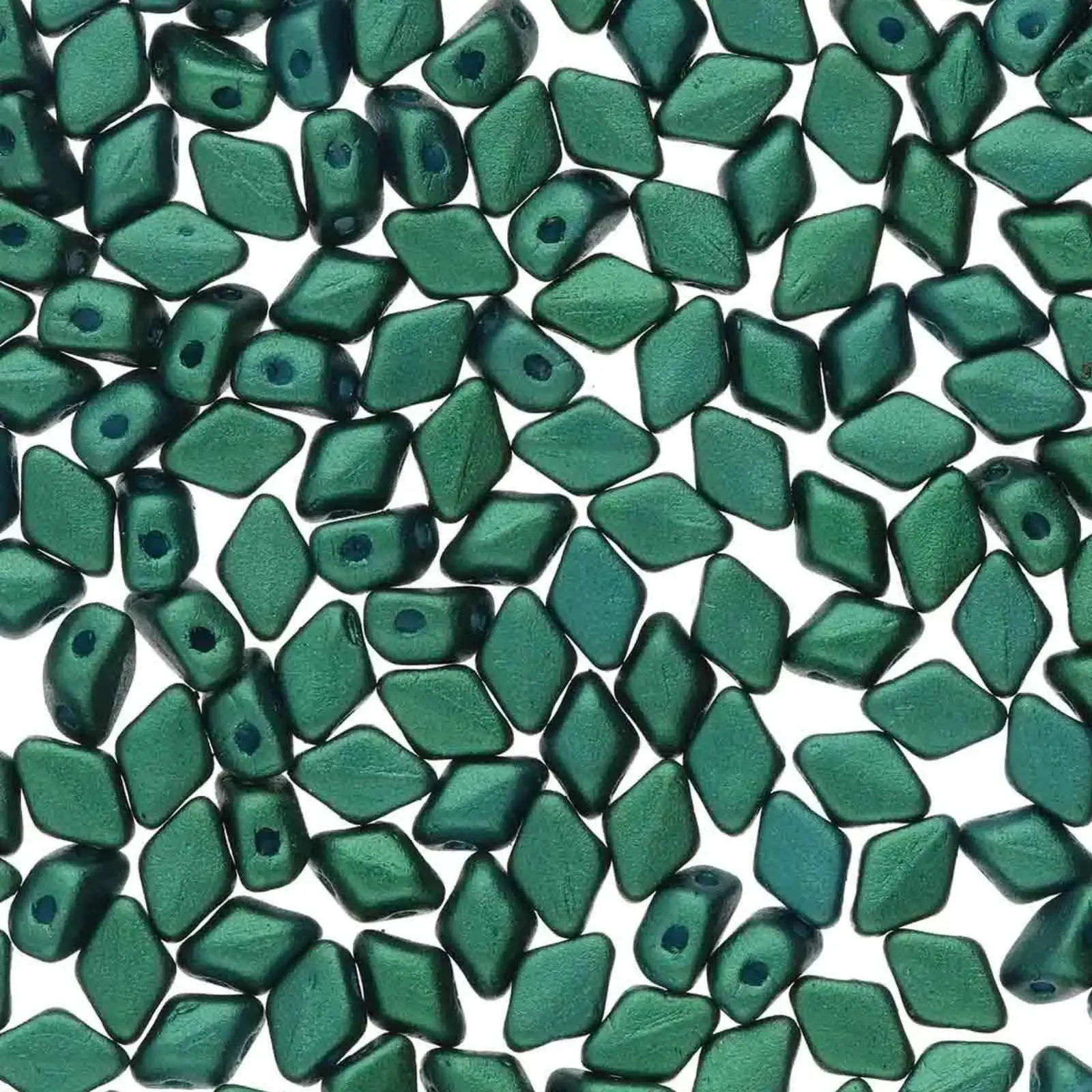 Mini Gemduo Beads., Gold Shine Dark Green, 5g