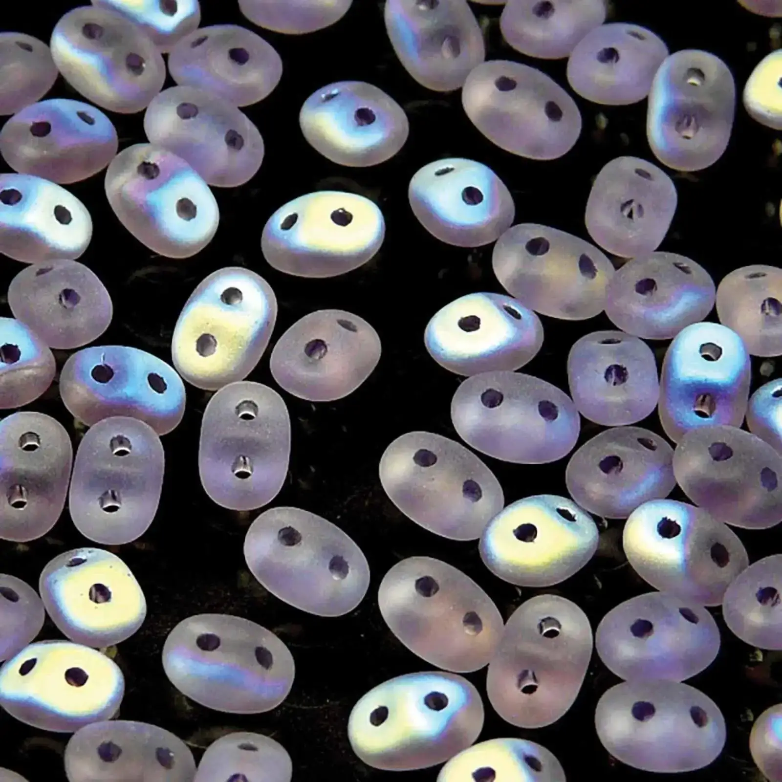 Miniduo Beads, Tanzanite Matte AB, 10g.